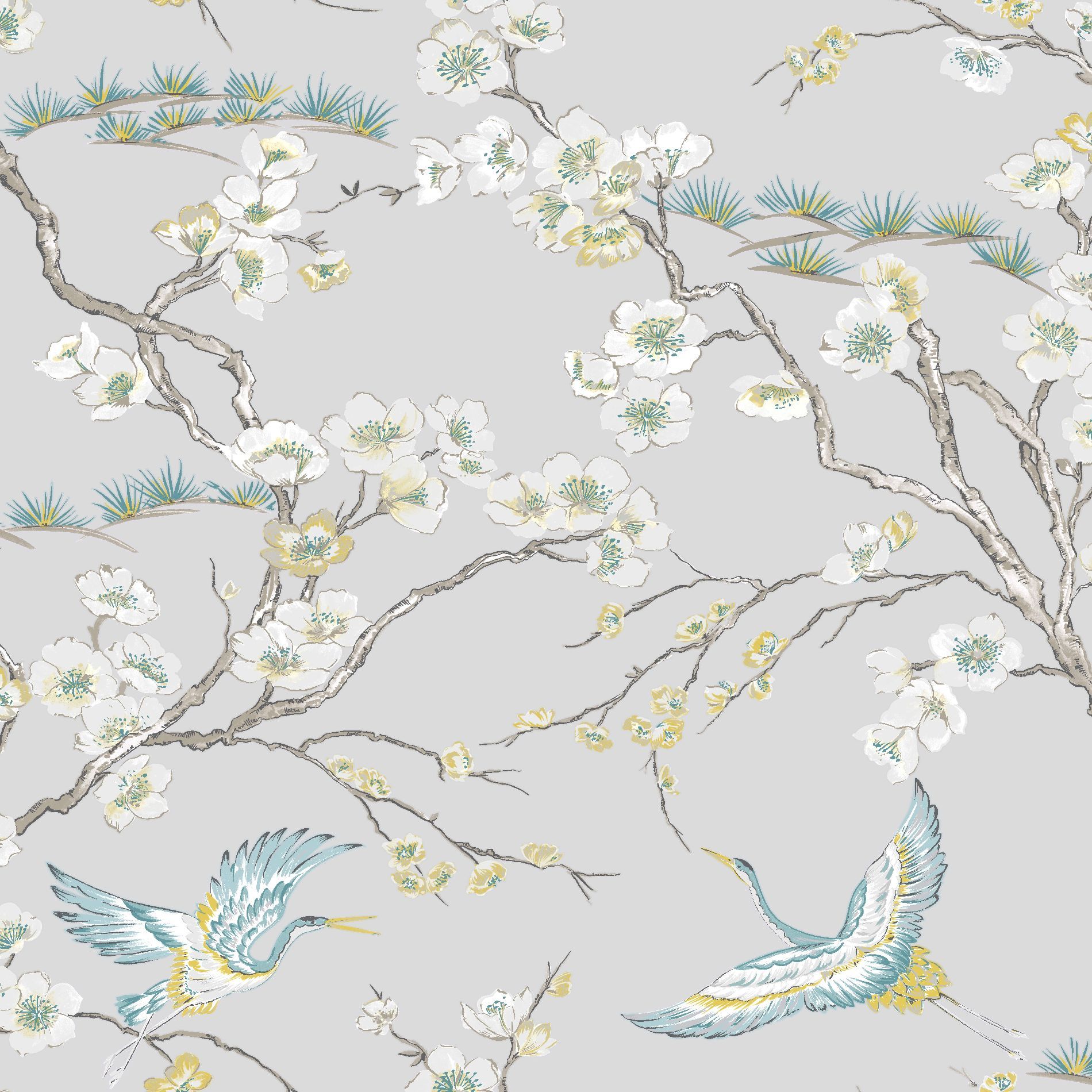 Sublime Japan Grey/Blue Wallpaper Sample