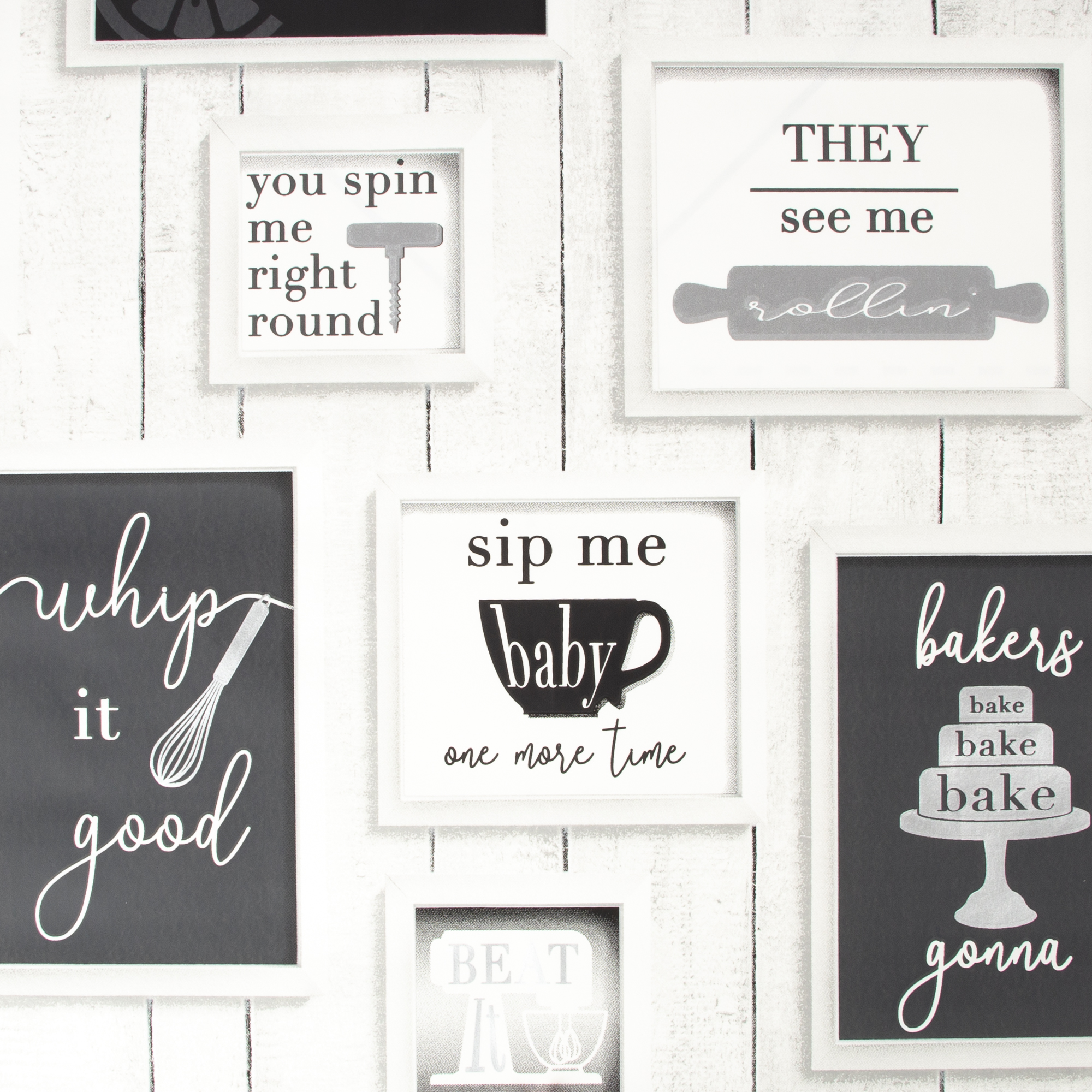 Contour Framed Quotes Black/White Wallpaper Sample