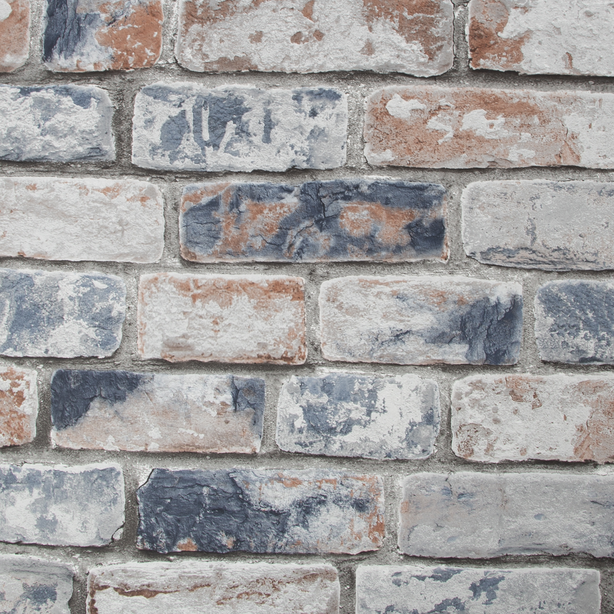 Fresco Distressed Brick Navy/Red Wallpaper Sample