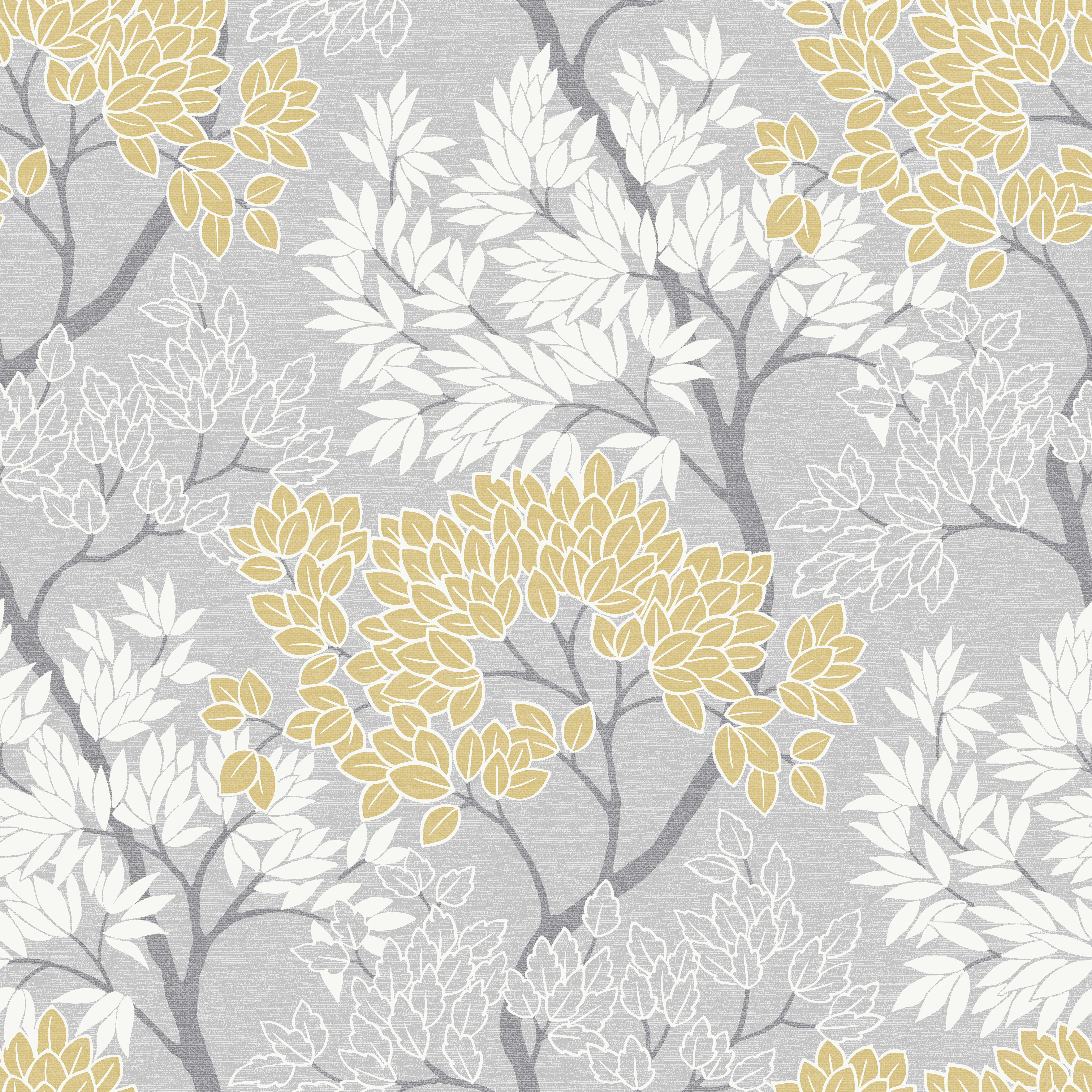 Fresco Lykke Tree Grey/Ochre Wallpaper Sample