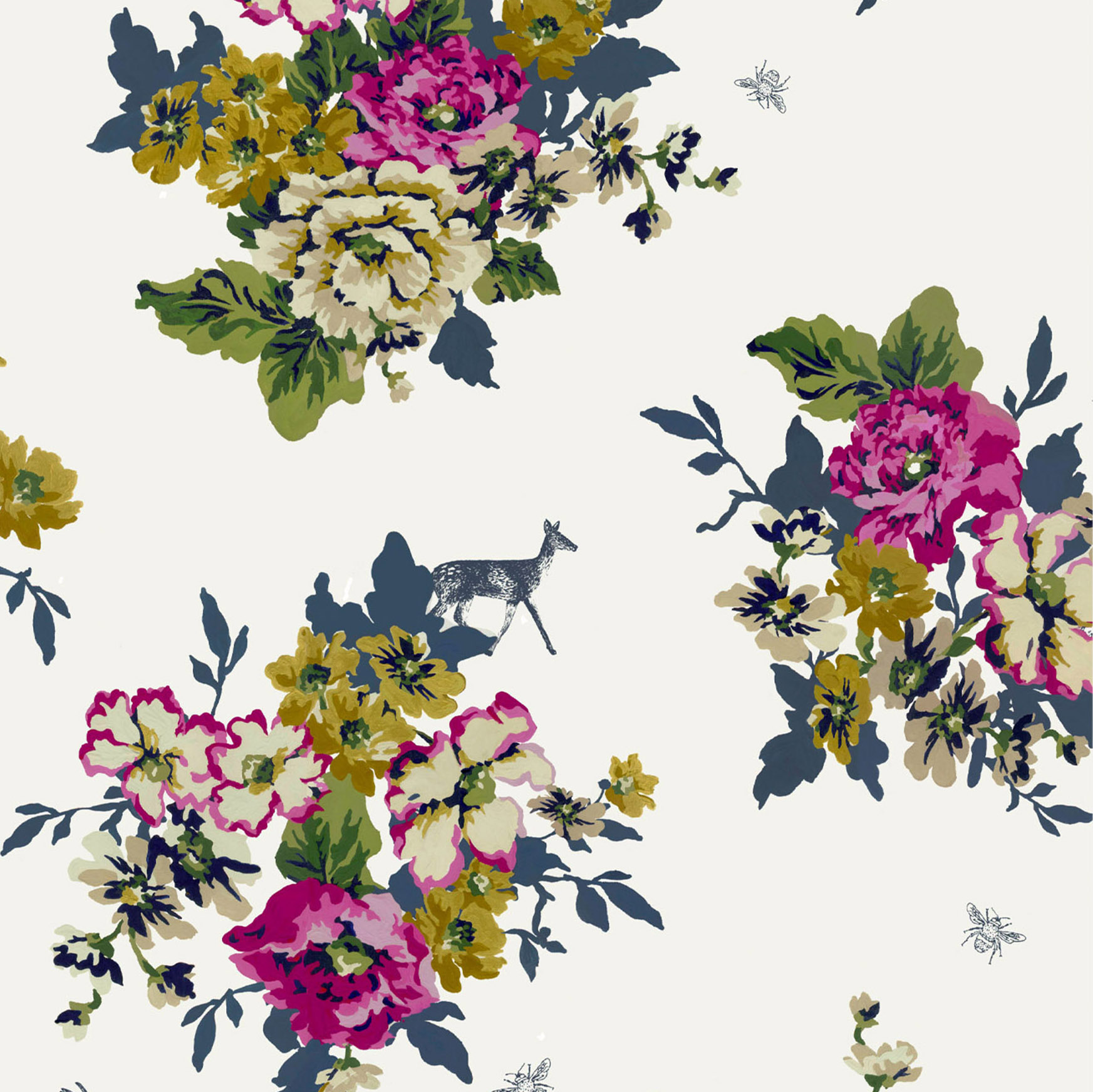 Joules Floral Crme Wallpaper Sample