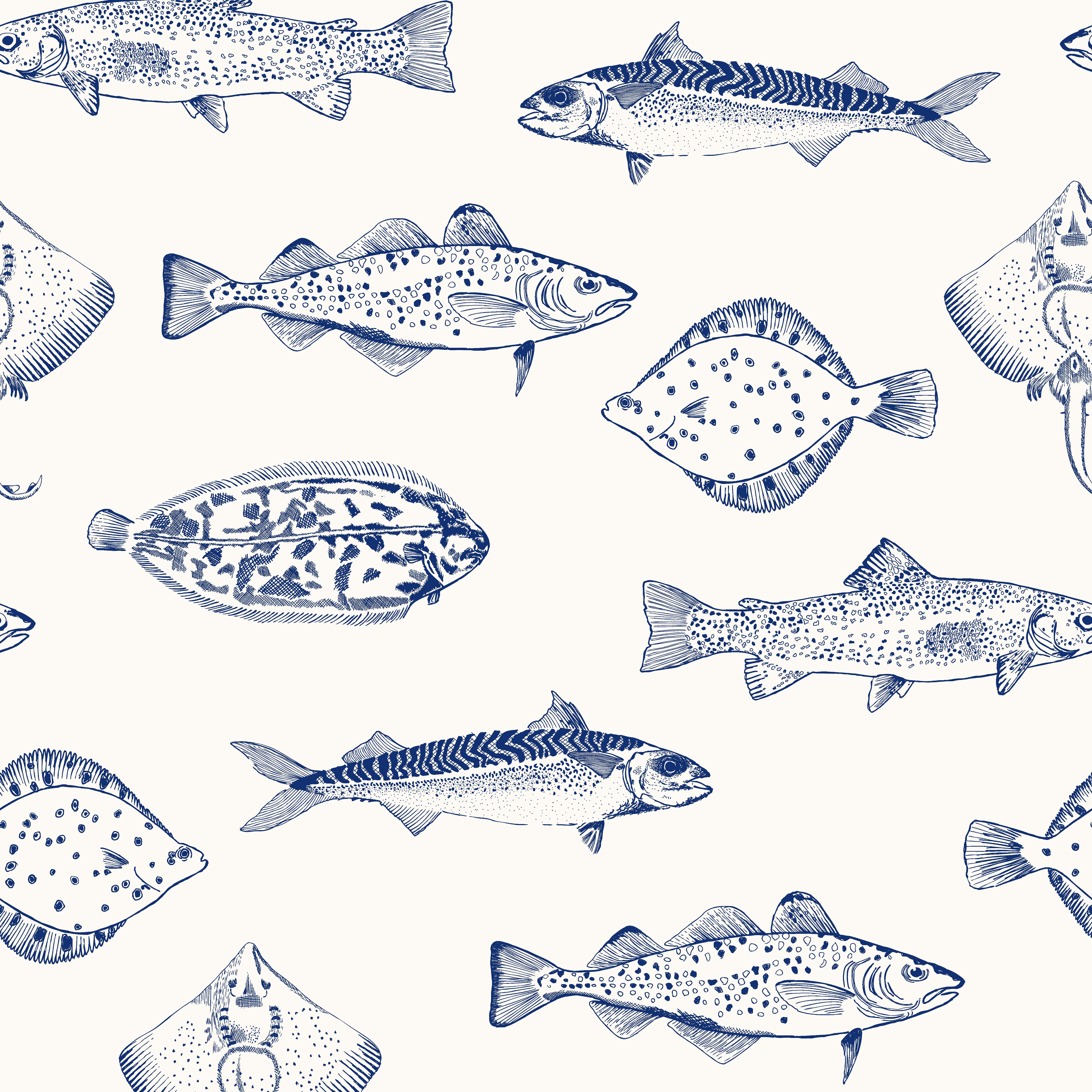 Joules Name The Plaice Coast Blue Wallpaper Sample