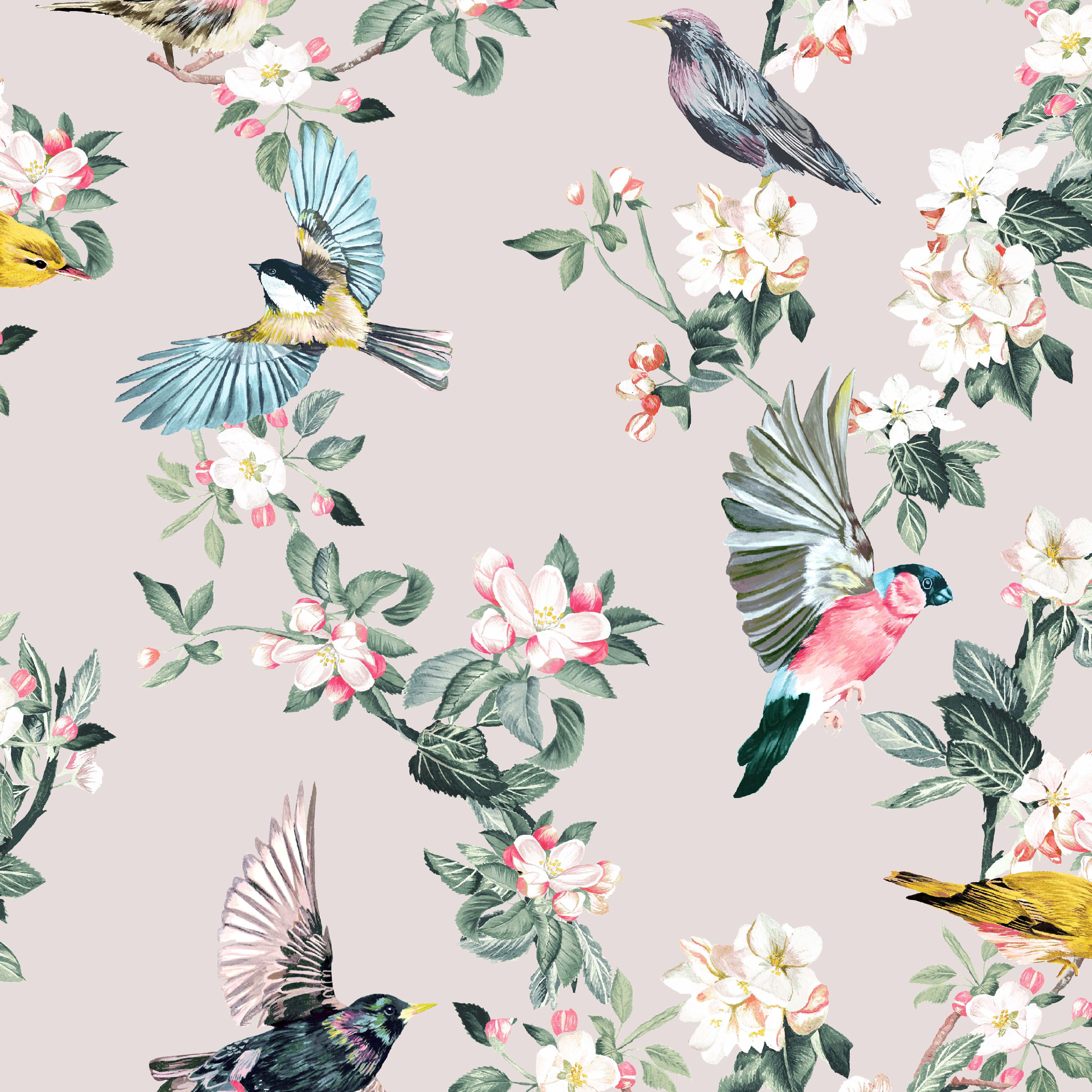 Joules Handford Garden Birds Antique Crme Wallpaper Sample