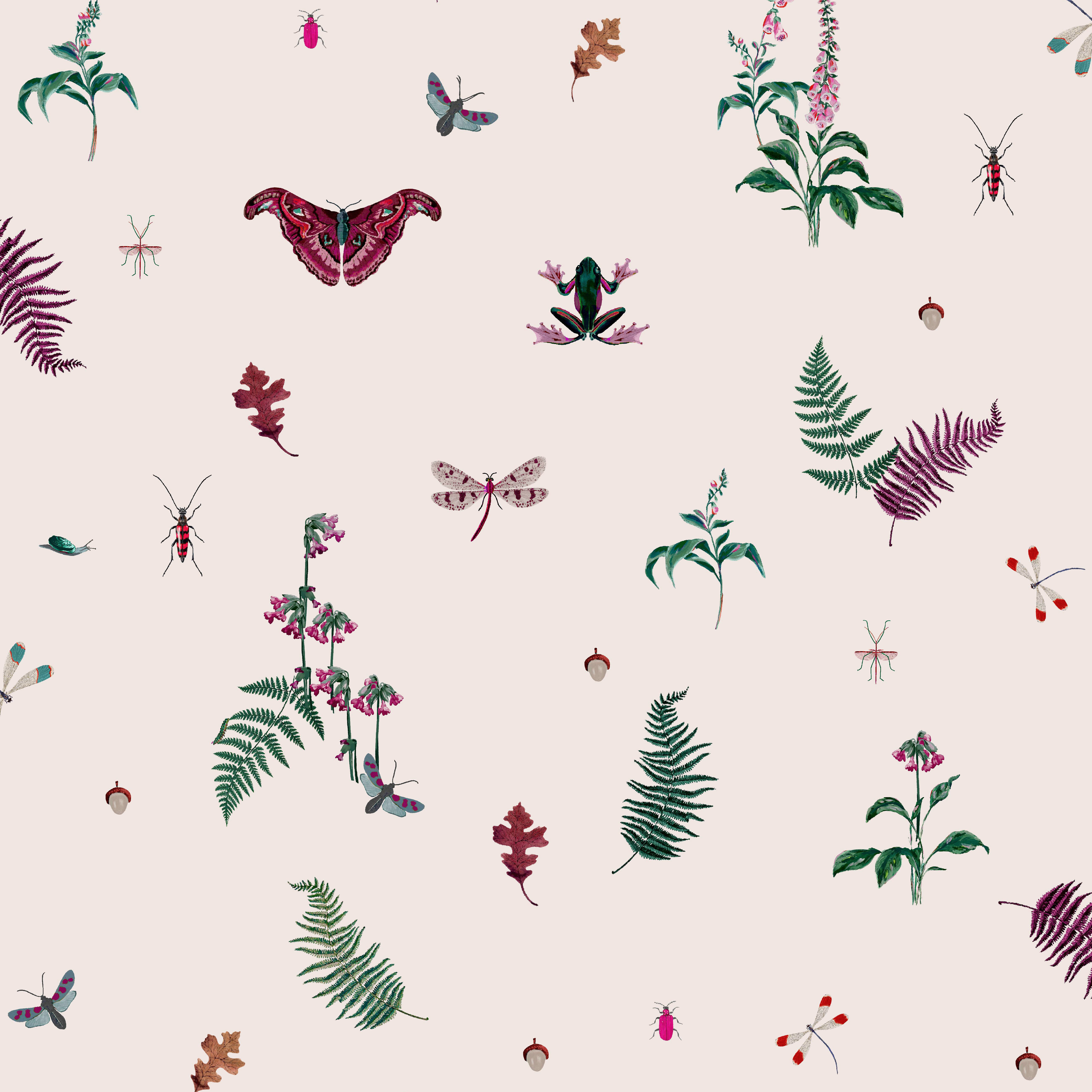 Joules Midnight Beasts Blush Crme Wallpaper Sample