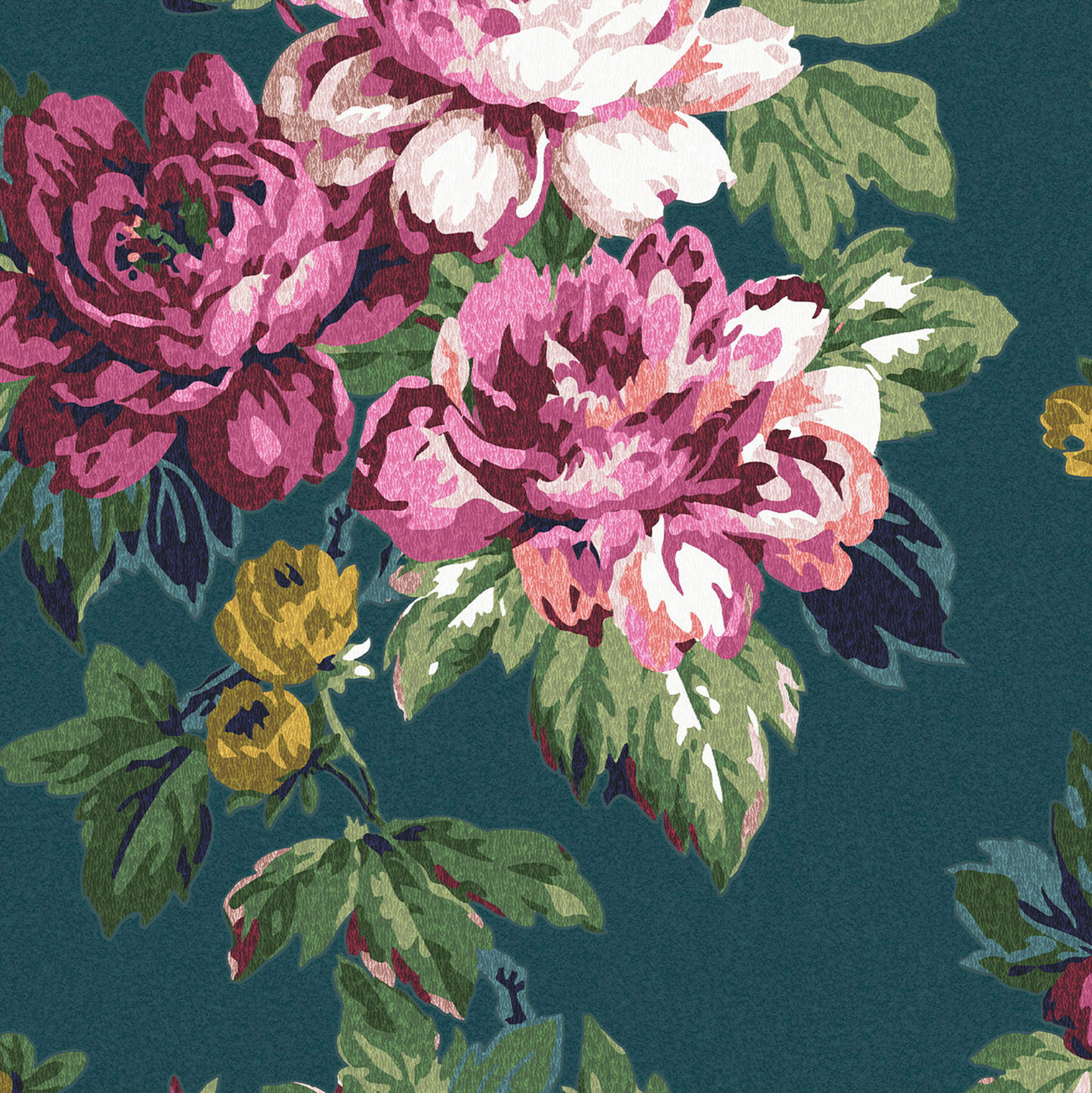 Joules Invite Floral Peacock Wallpaper Sample