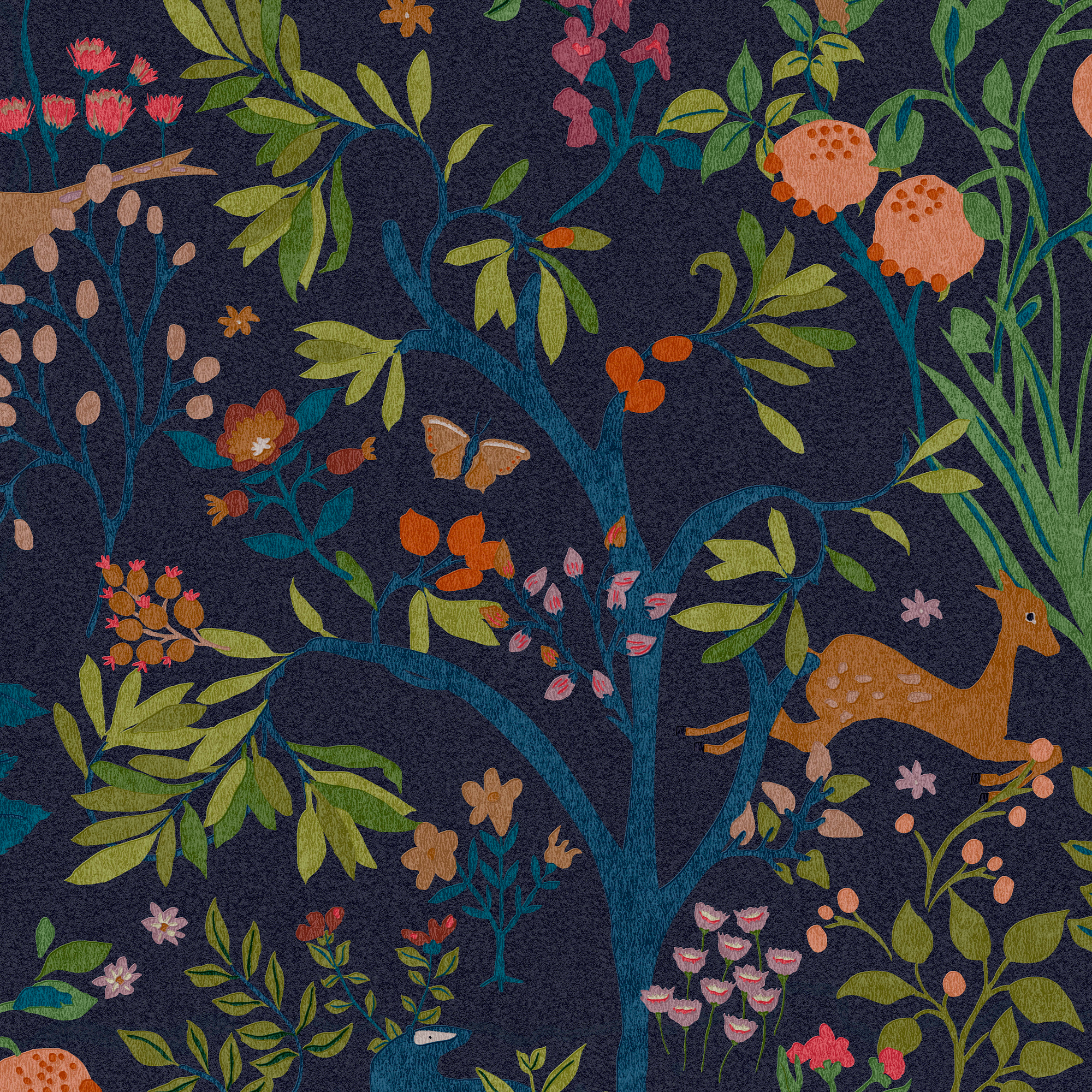 Joules Enchanted Woodland Navy Wallpaper Sample