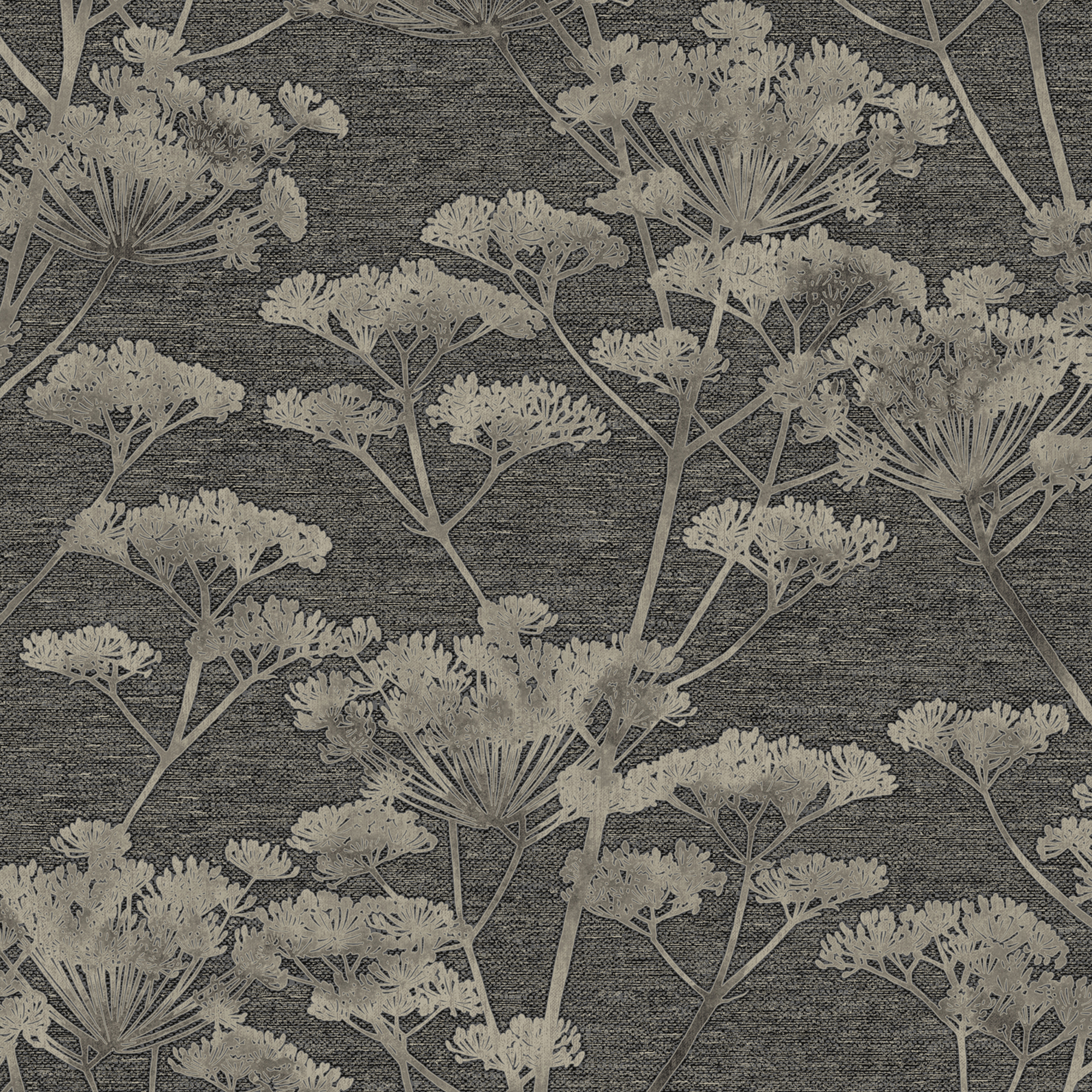 Boutique Serene Seed-Head Black & Gold Wallpaper Sample
