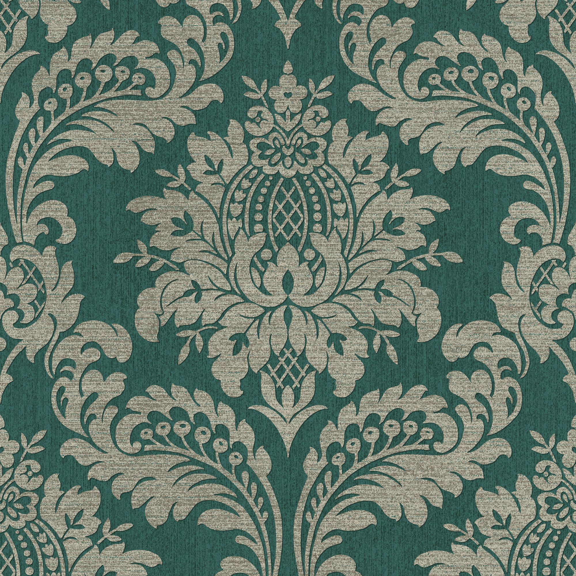 Boutique Archive Damask Teal & Gold Wallpaper Sample