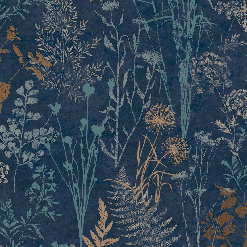 Superfresco Easy Organics Navy/Copper Wallpaper Sample