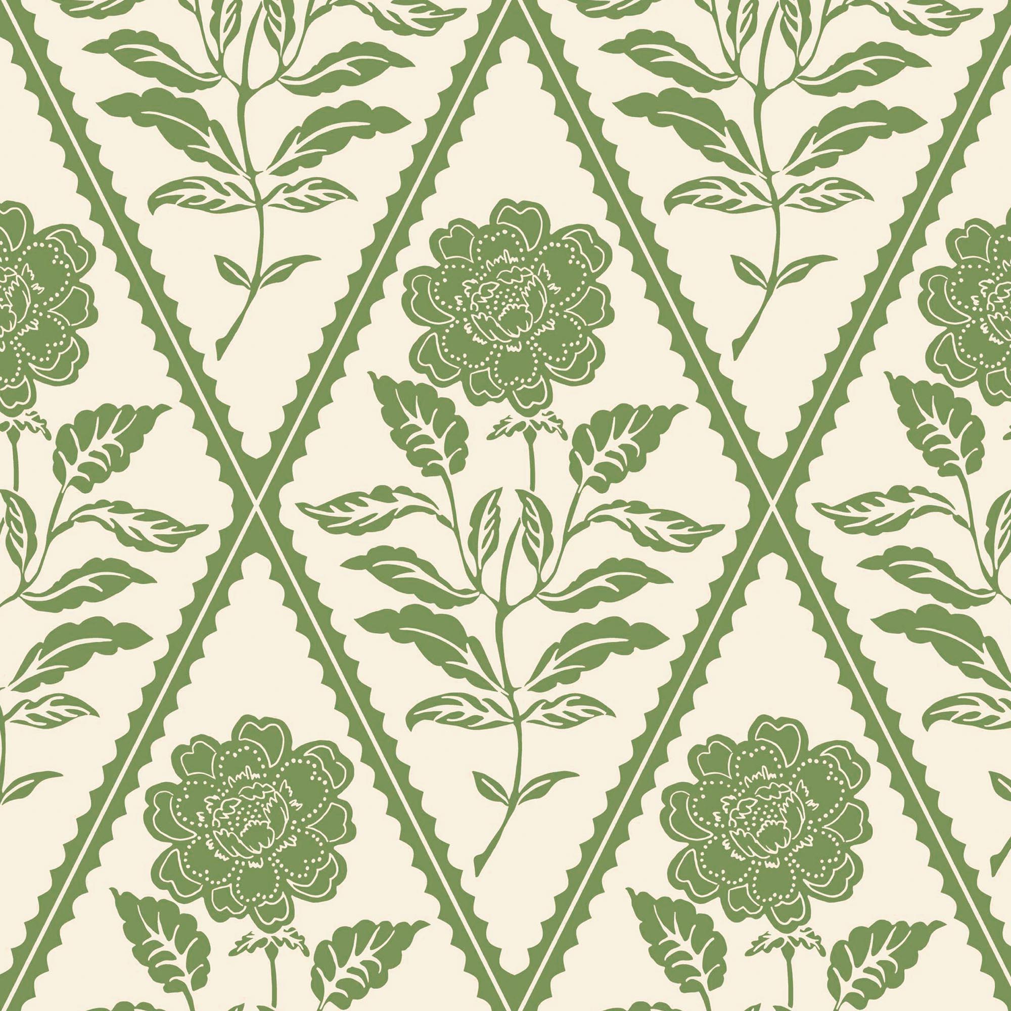 Joules Juliette Floral Print Cream/Green Wallpaper Sample