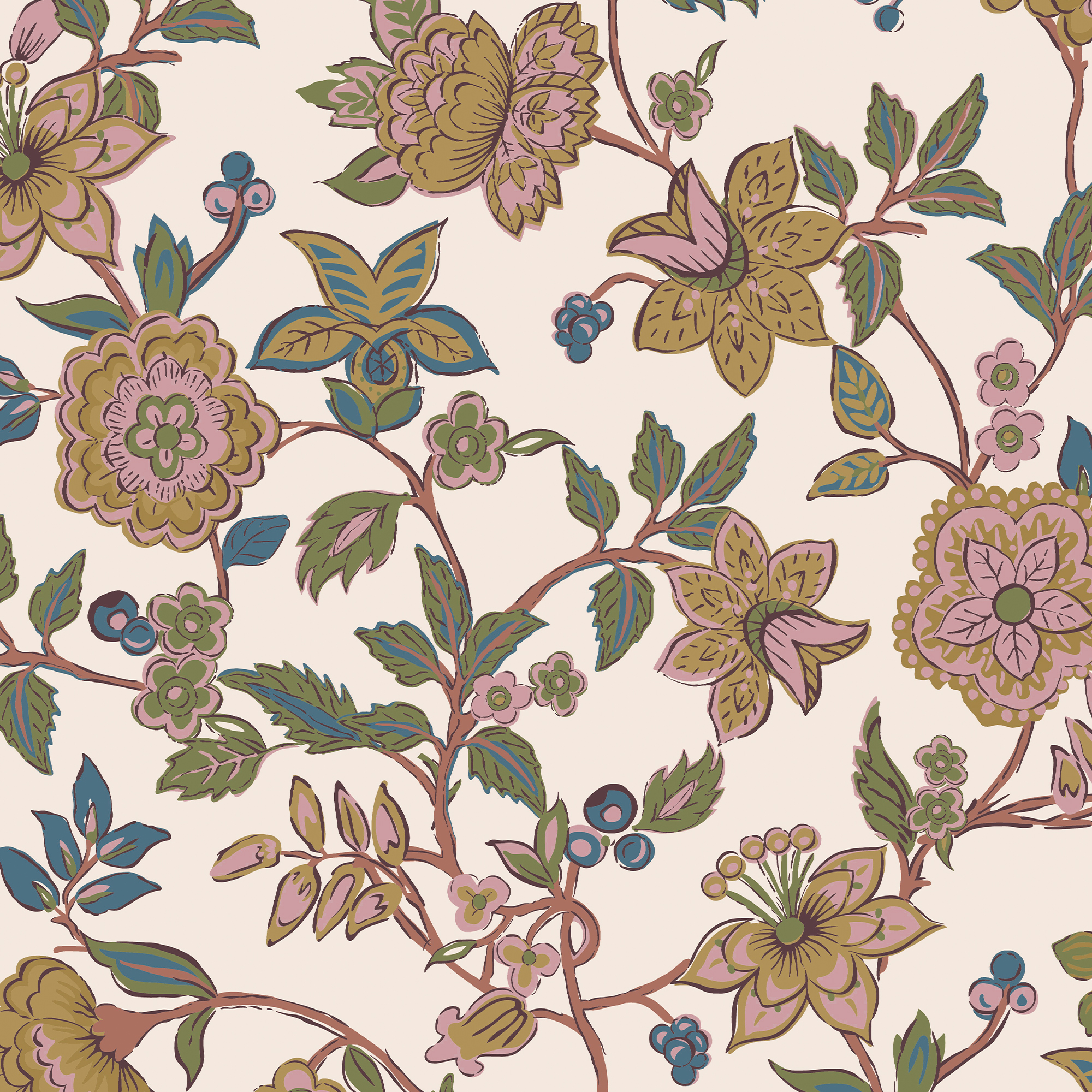 Joules Scot Floral Cream/Multi Wallpaper Sample