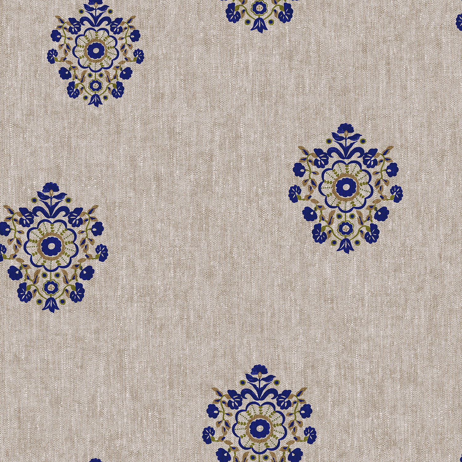 Joules Grove Motif Print Linen/Blue Wallpaper Sample
