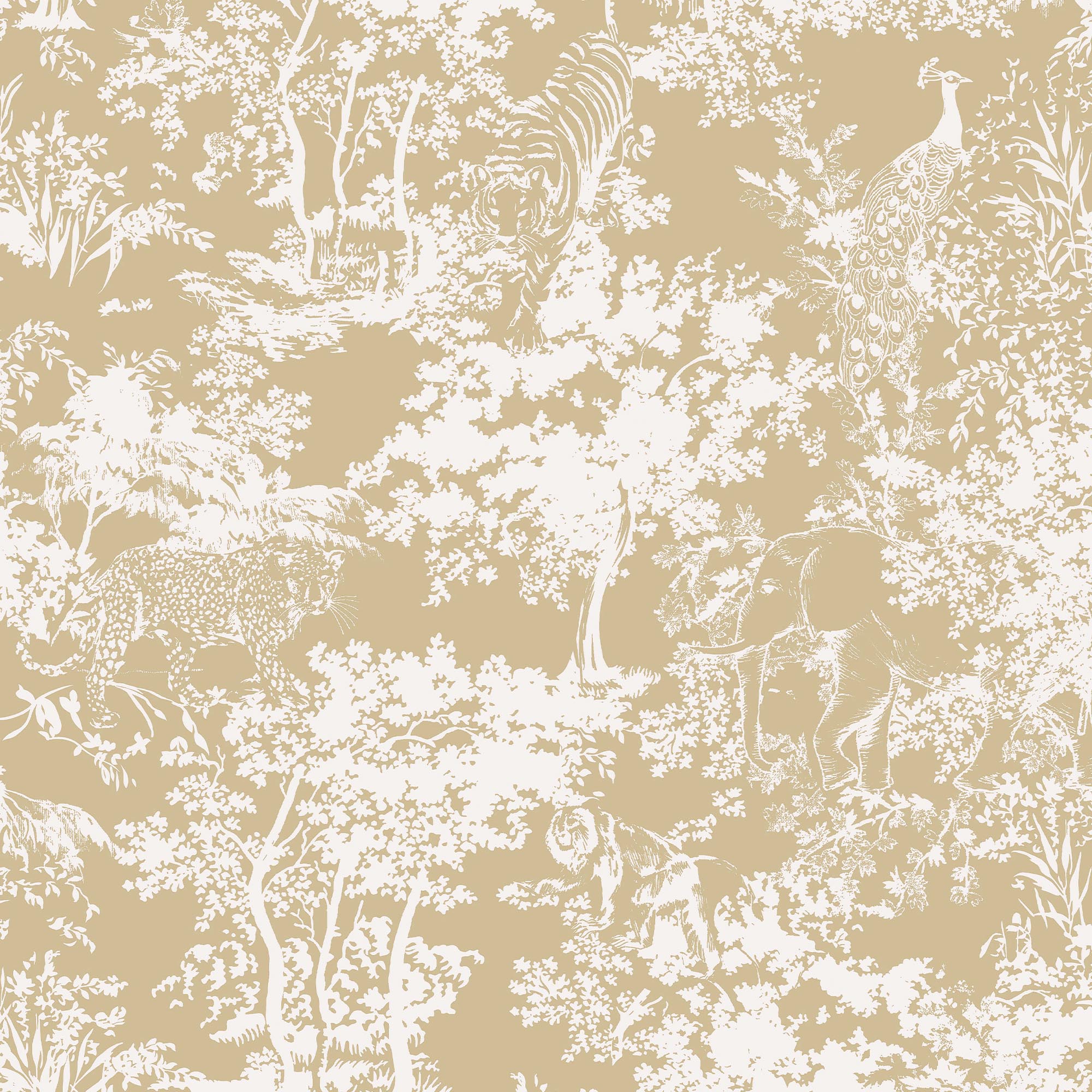 Joules Animal Forest Print Gold Wallpaper Sample