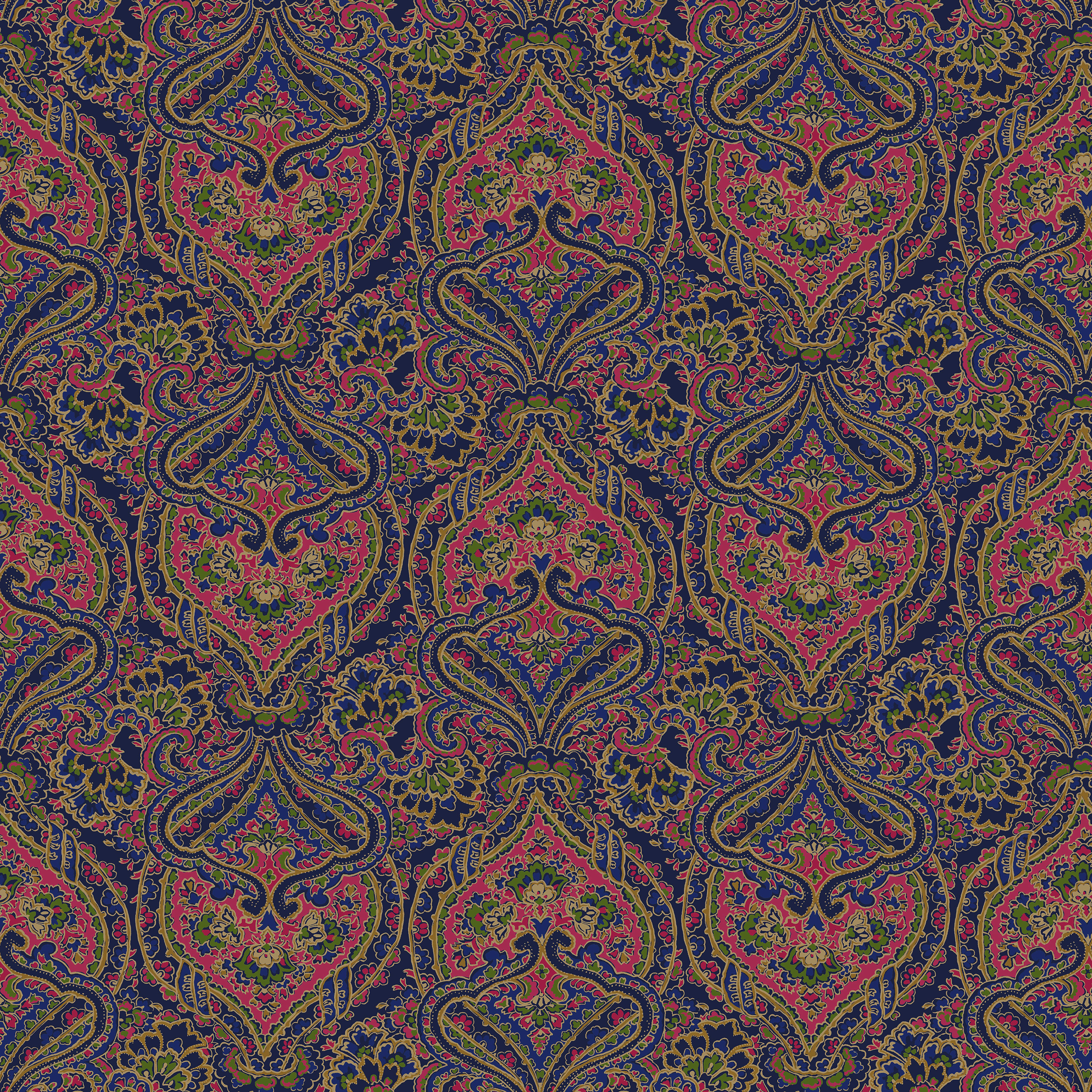 Joules Opulent Paisley Print Navy/Multi Wallpaper Sample