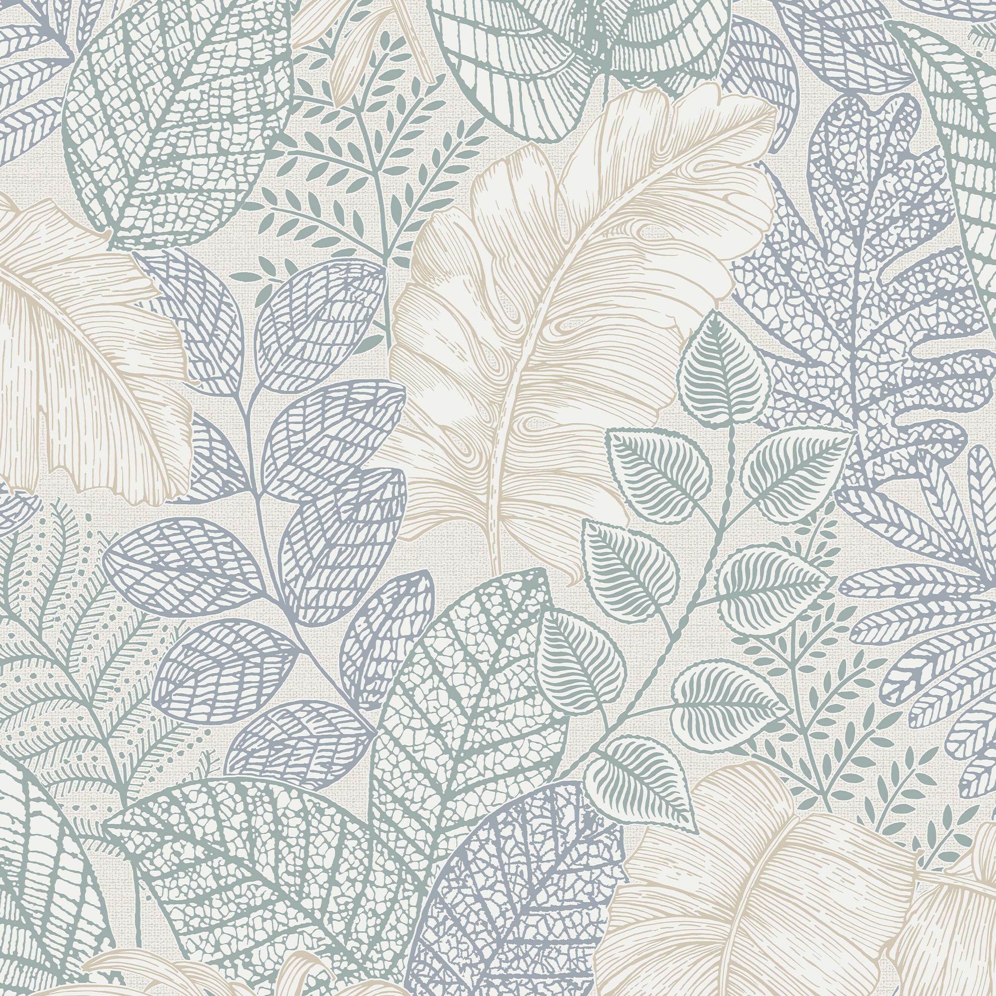 Superfresco Easy Scattered Leaves Duck Egg Wallpaper Sample