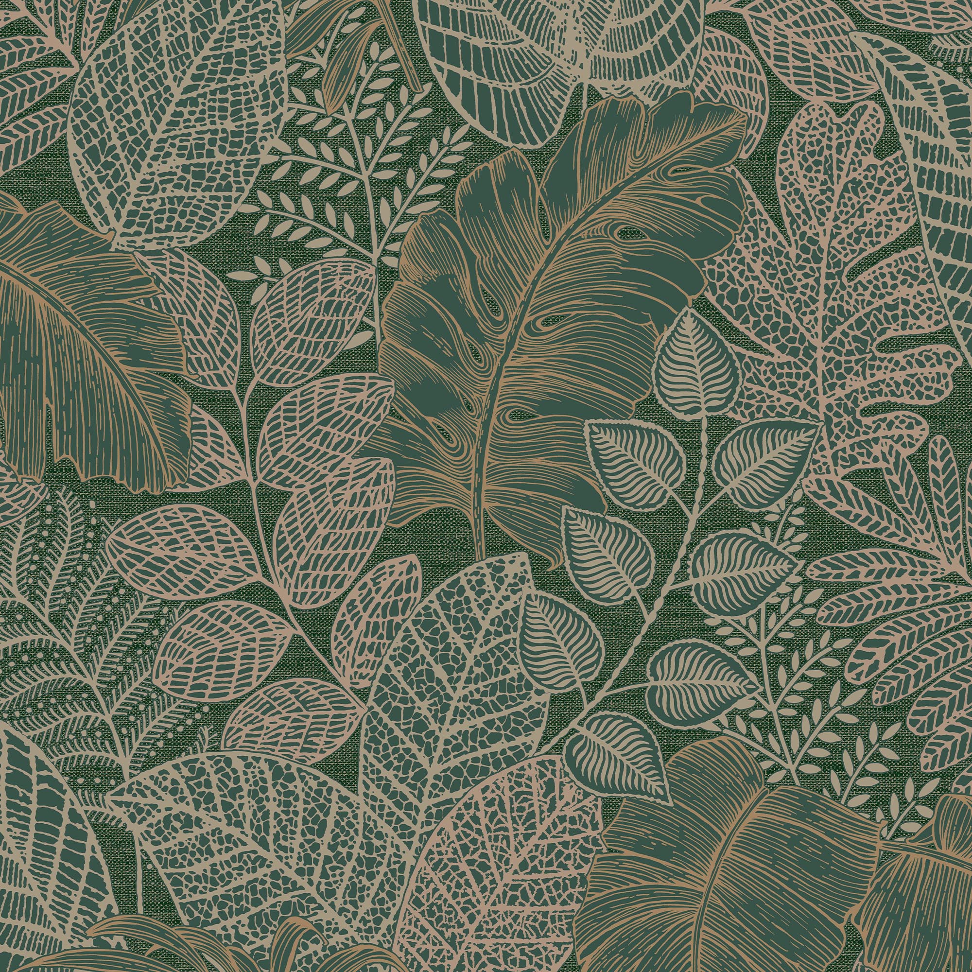 Superfresco Easy Scattered Leaves Forest Green Wallpaper Sample