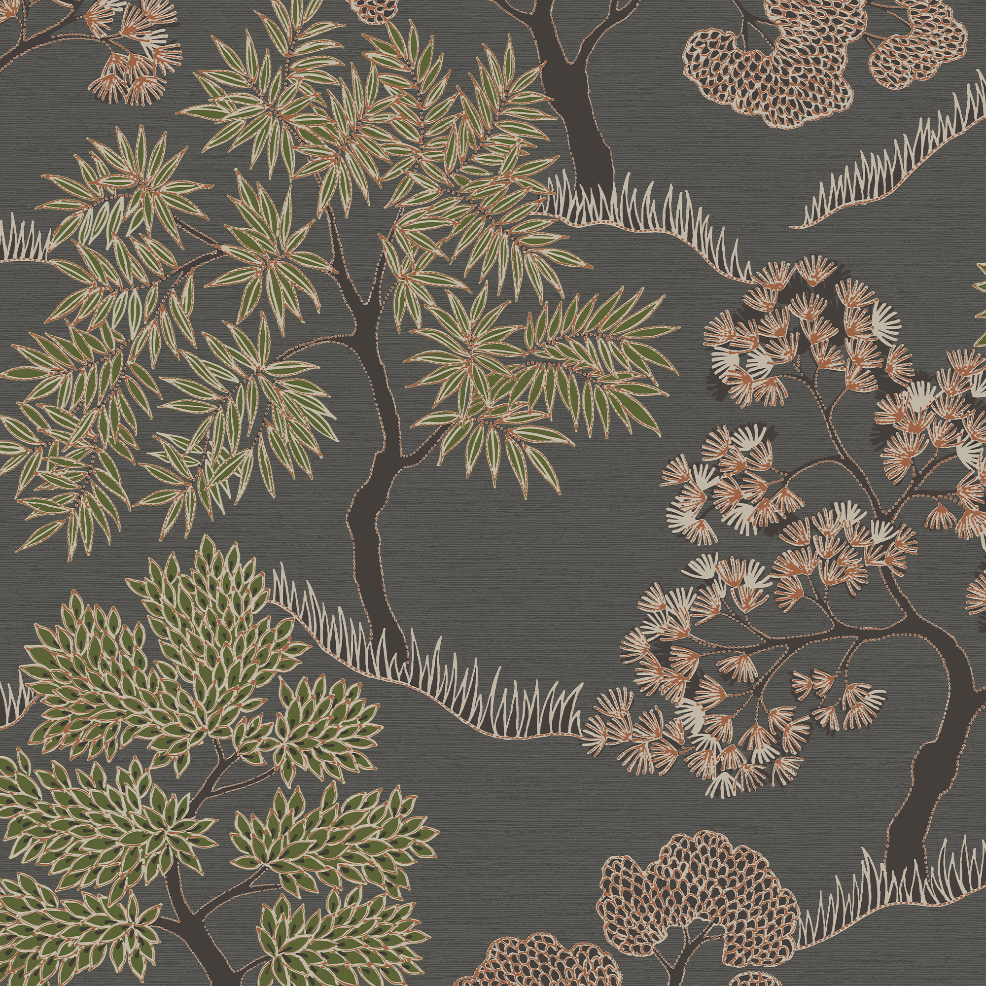 Sublime Trees Charcoal Wallpaper Sample