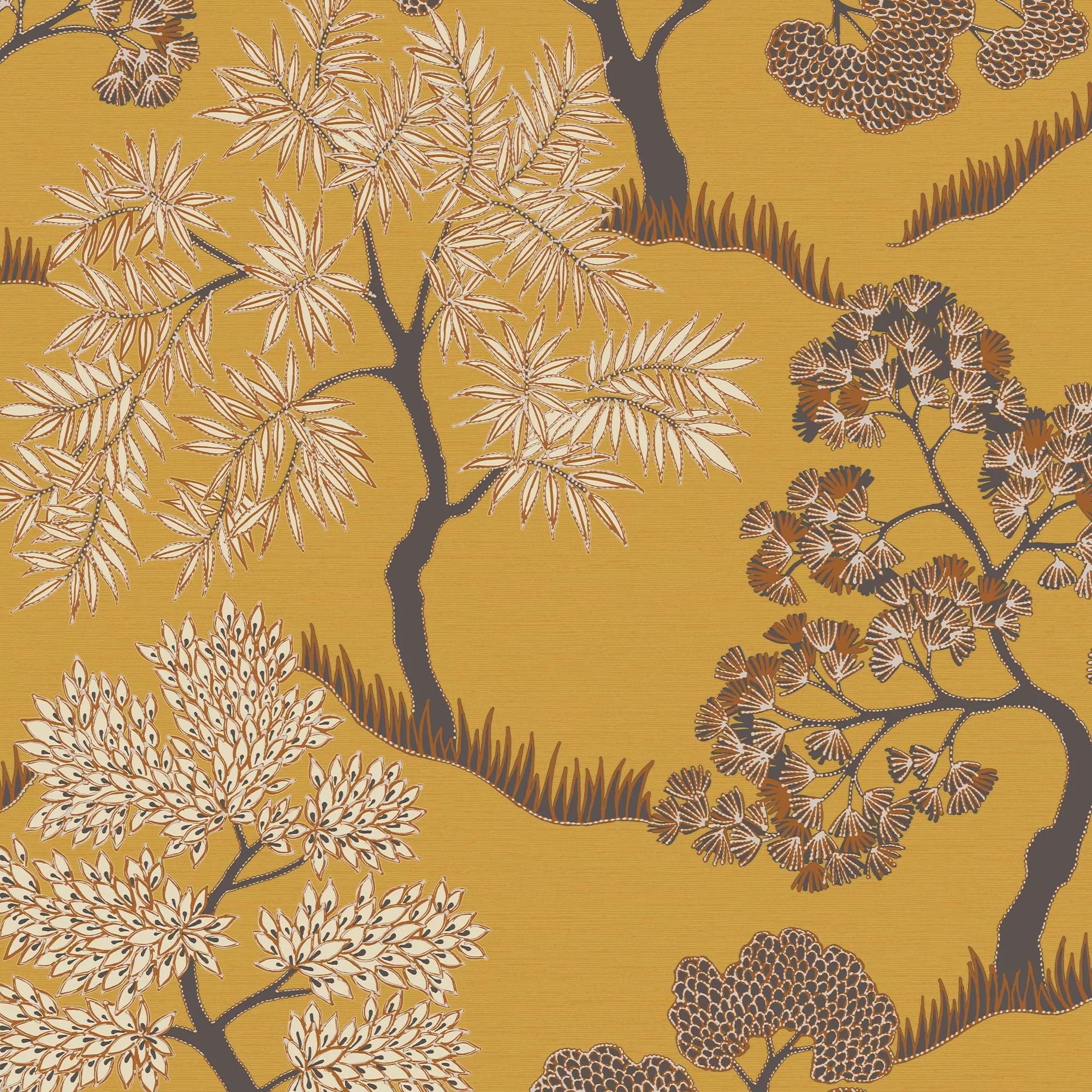 Sublime Trees Ochre Wallpaper Sample