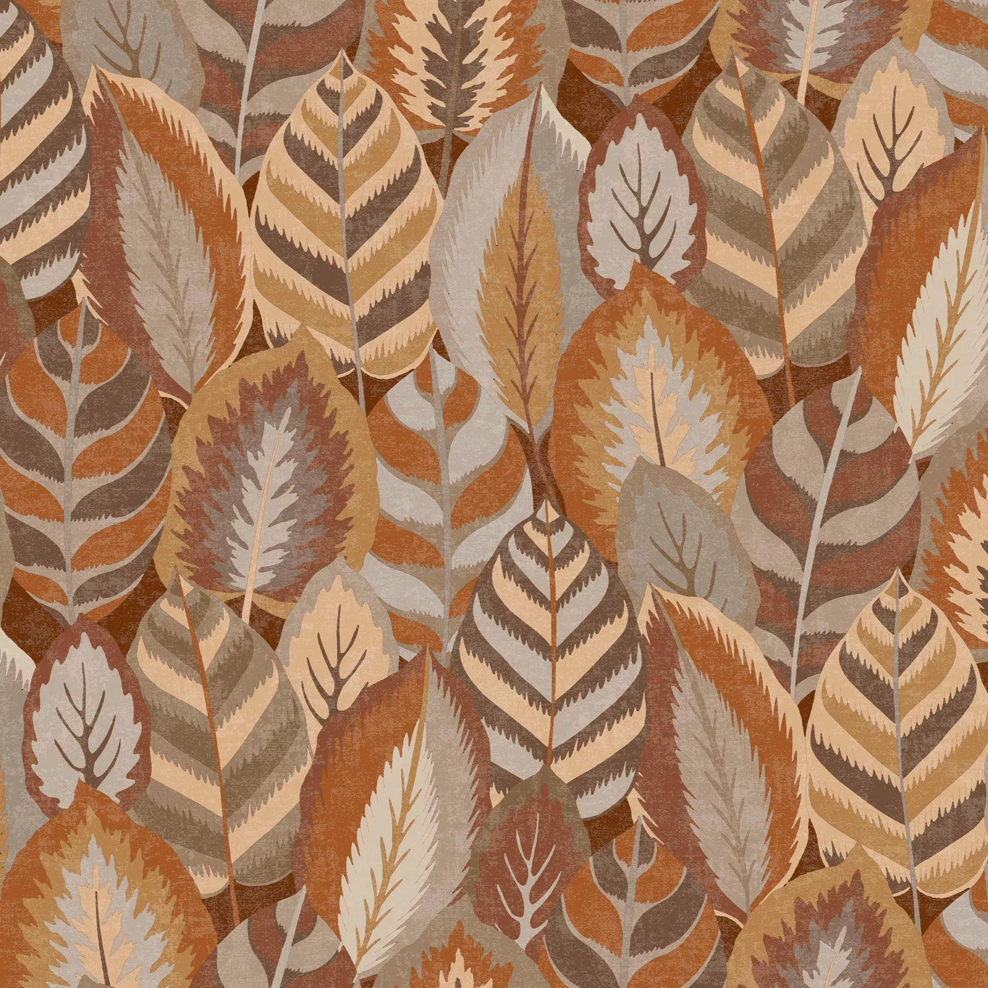 Sublime Arty Leaves Brown Wallpaper Sample