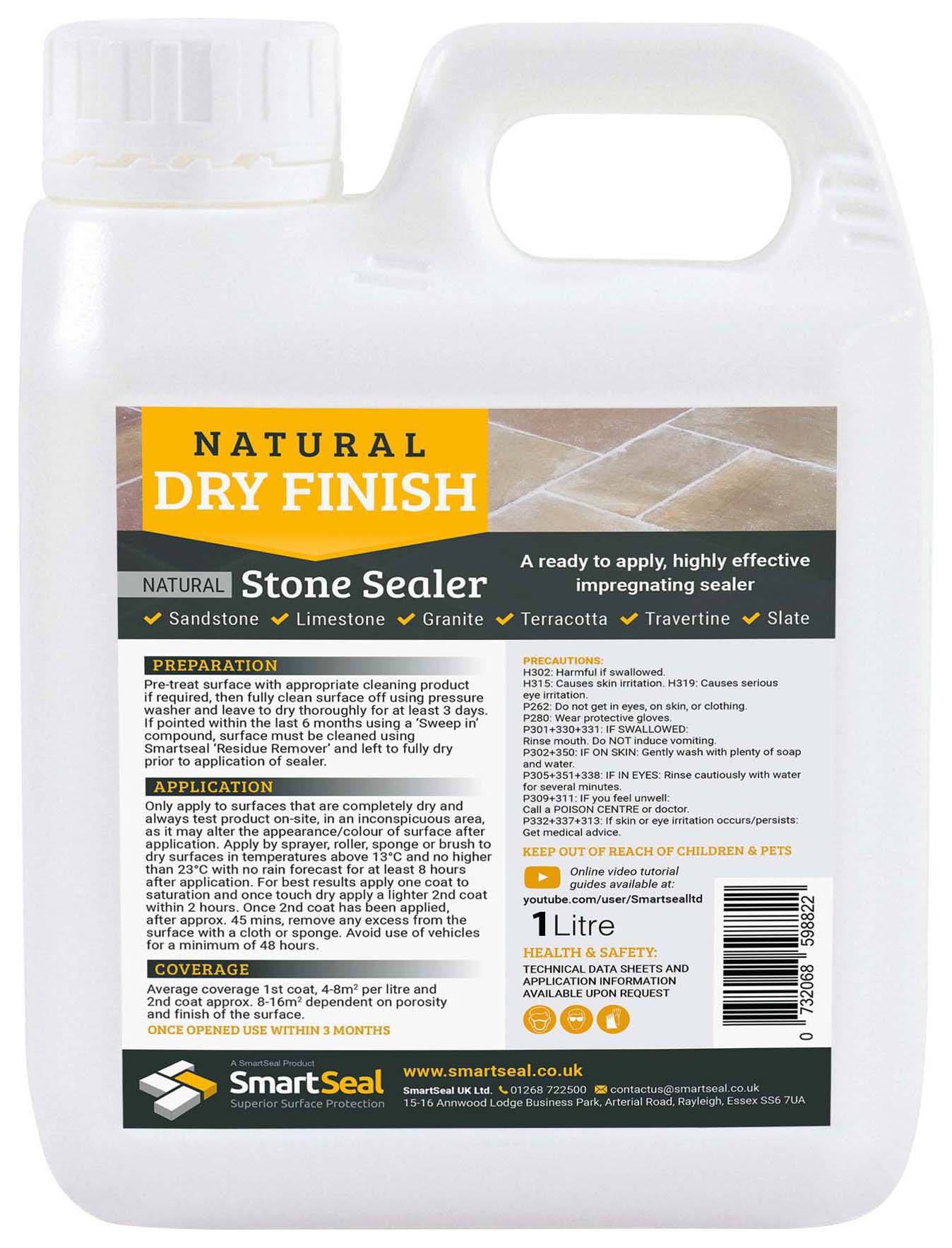 SmartSeal Natural Stone Sealer Dry Finish - Various Sizes
