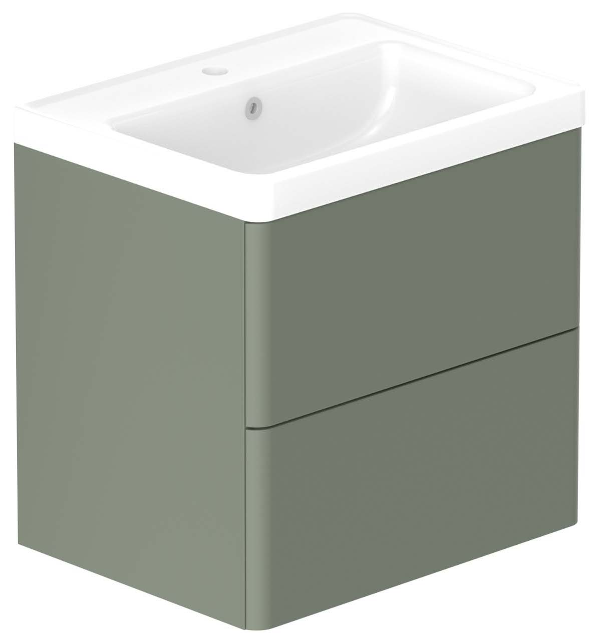 Nexa By VADO Veva Dawn Green Wall Hung Vanity Unit & Ceramic Basin - 600mm