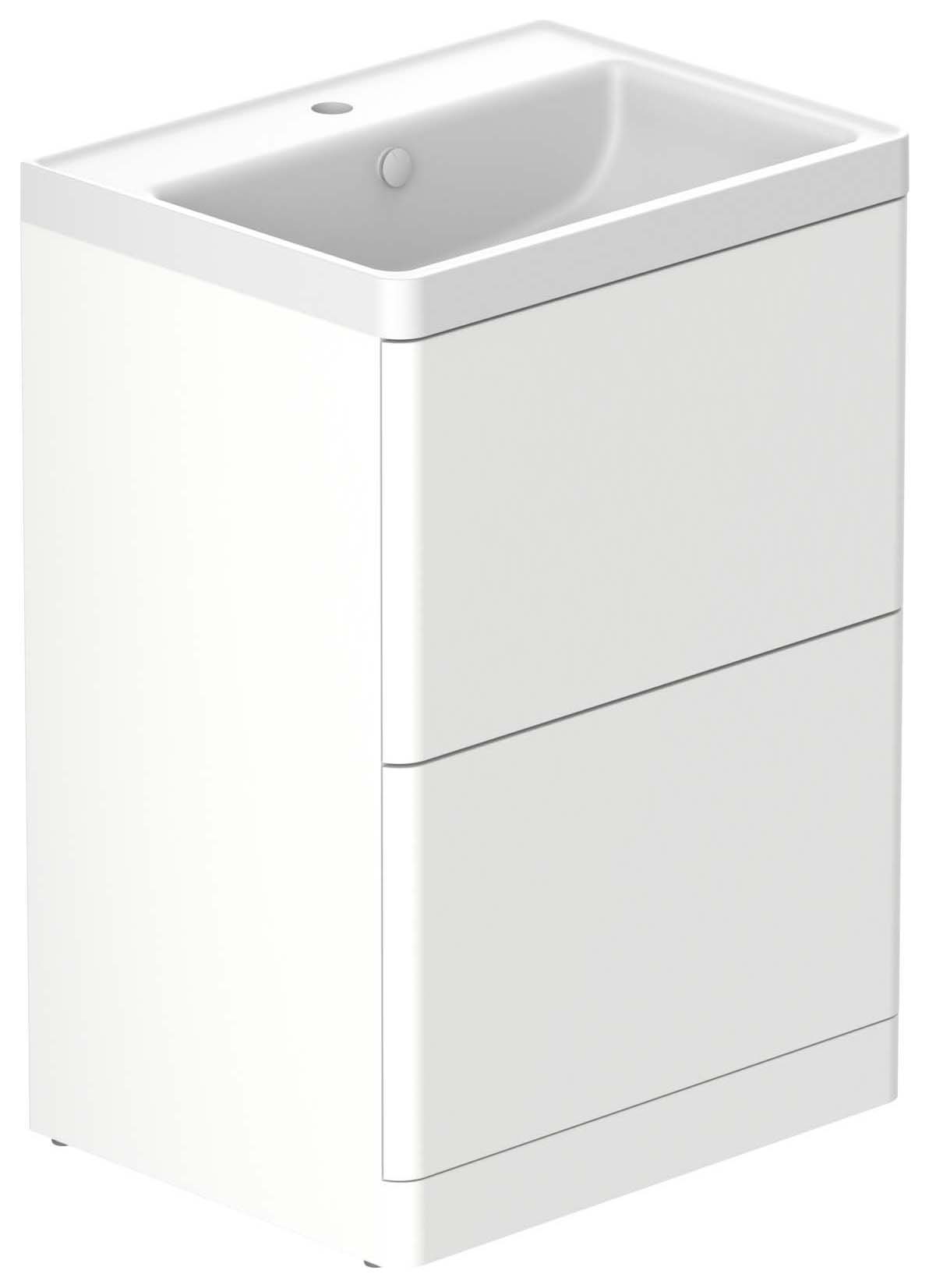 Nexa By VADO Veva Dusk White Freestanding Vanity Unit & Mineral Cast Basin - 600mm