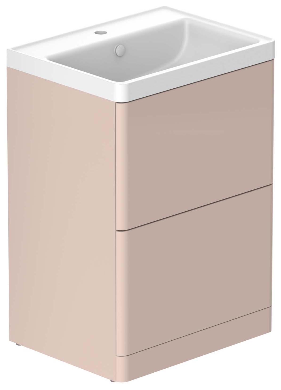 Nexa By VADO Veva Sunset Pink Freestanding Vanity Unit & Mineral Cast Basin - 600mm