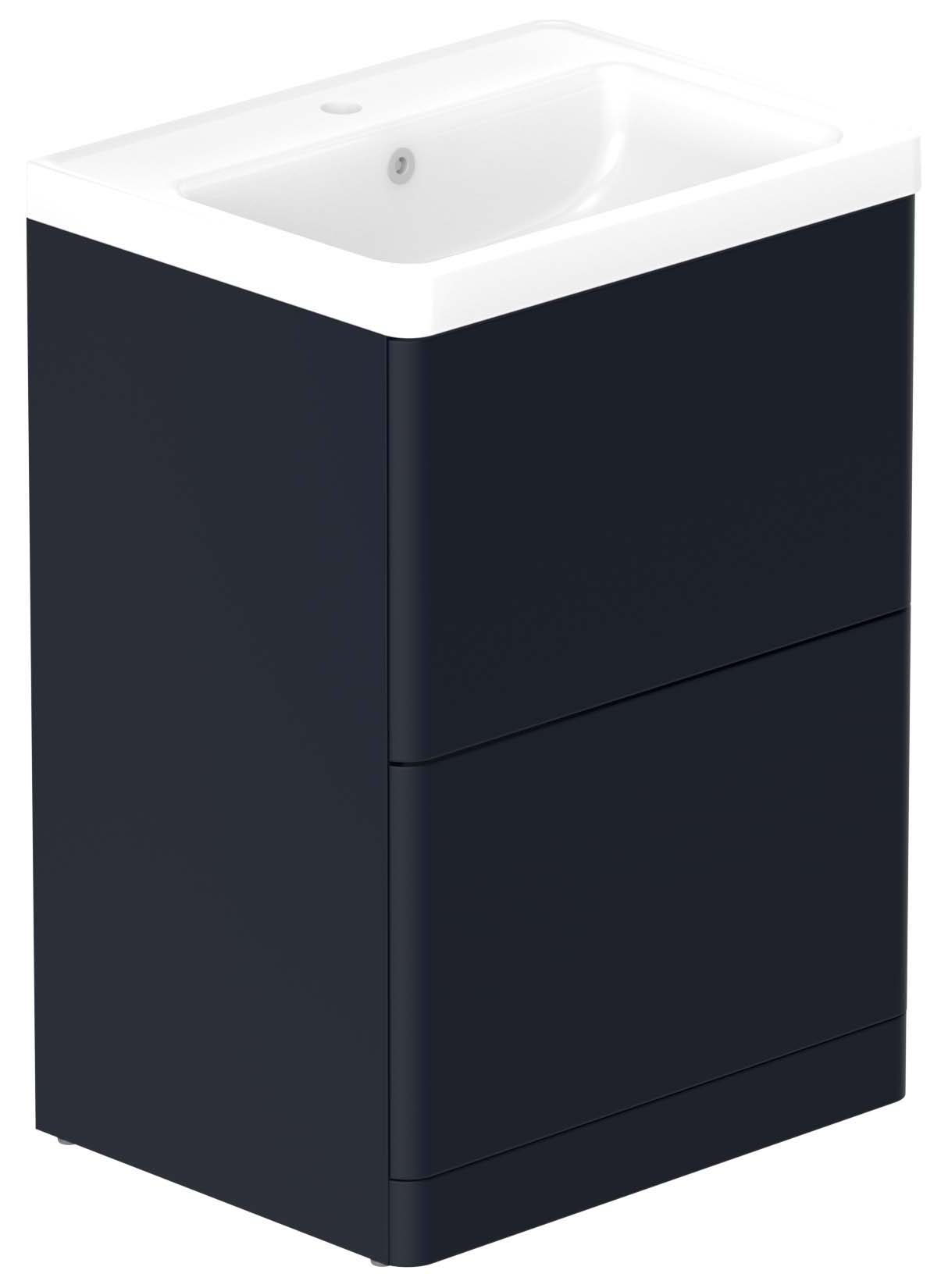 Nexa By VADO Veva Midnight Blue Freestanding Vanity Unit & Ceramic Basin - 600mm