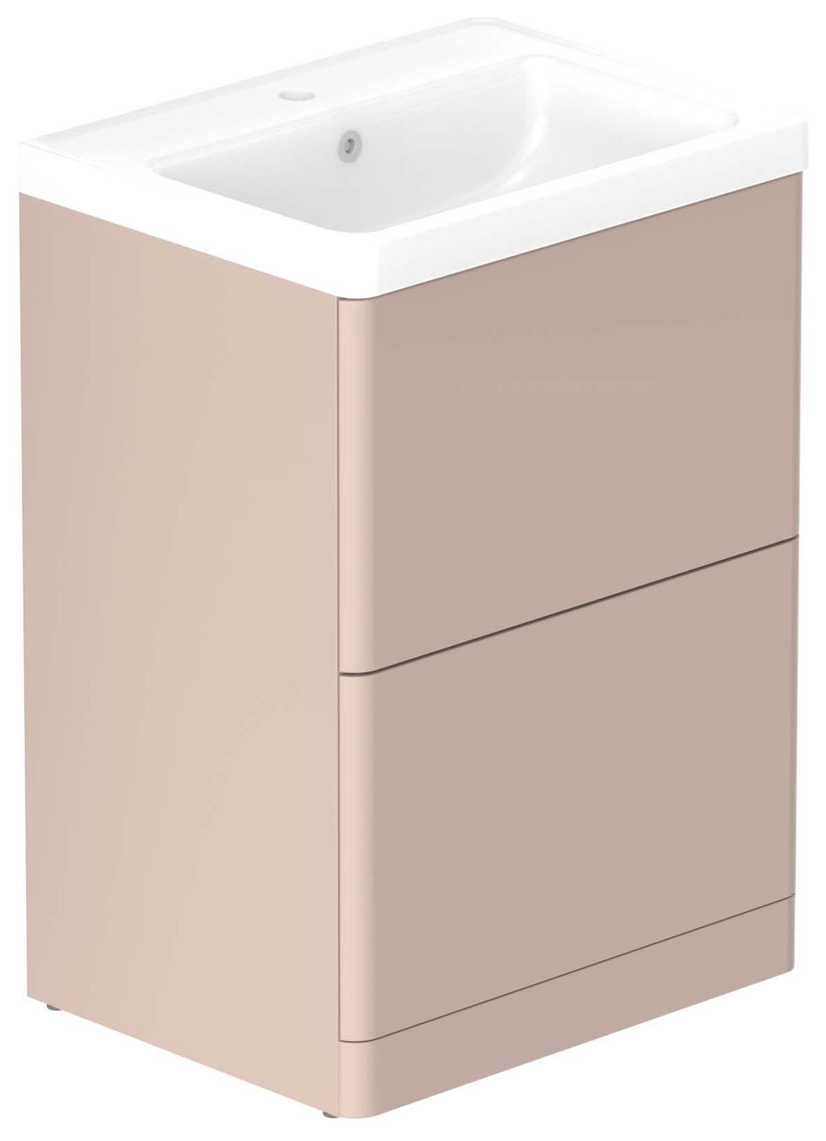 Nexa By VADO Veva Sunset Pink Freestanding Vanity Unit & Ceramic Basin - 600mm