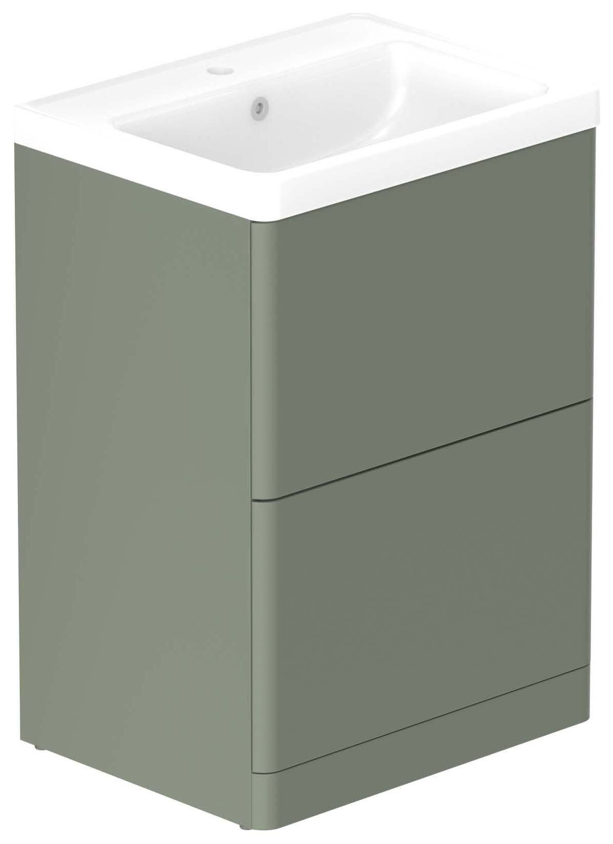 Nexa By VADO Veva Dawn Green Freestanding Vanity Unit & Ceramic Basin - 600mm