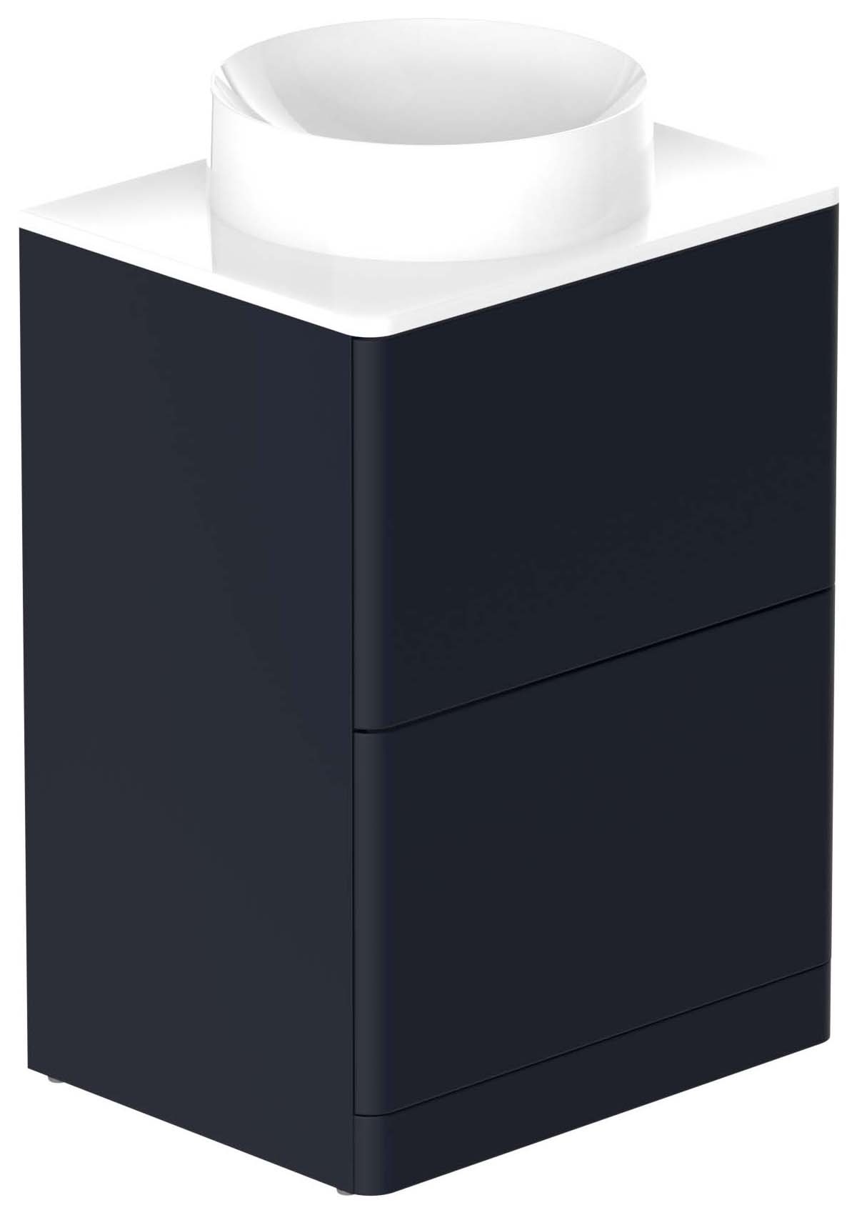 Nexa By VADO Veva Midnight Blue Freestanding Vanity Unit with White Ceramic Worktop & Round Countertop Basin - 600mm