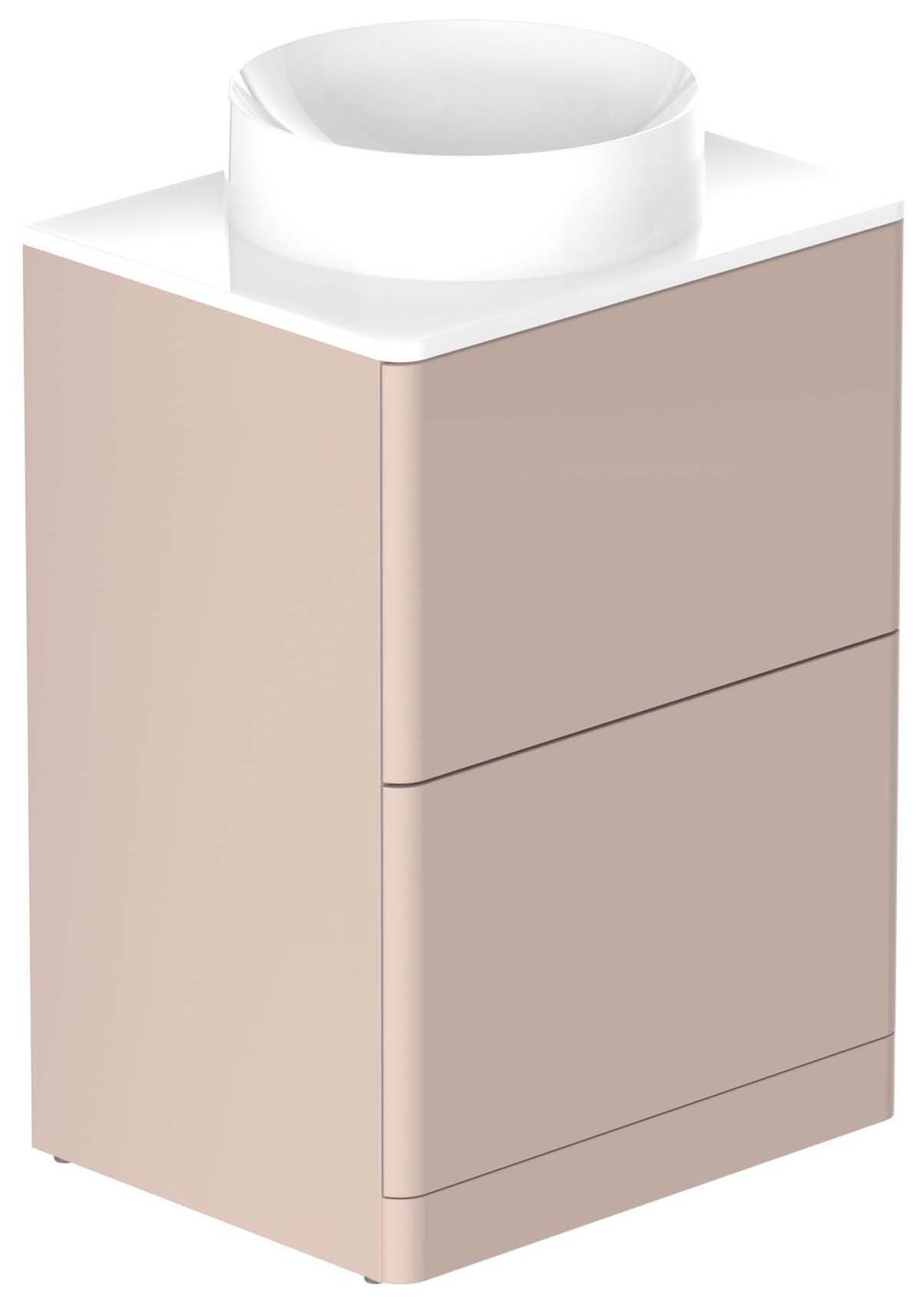 Nexa By VADO Veva Sunset Pink Freestanding Vanity Unit with White Ceramic Worktop & Round Countertop Basin - 600mm