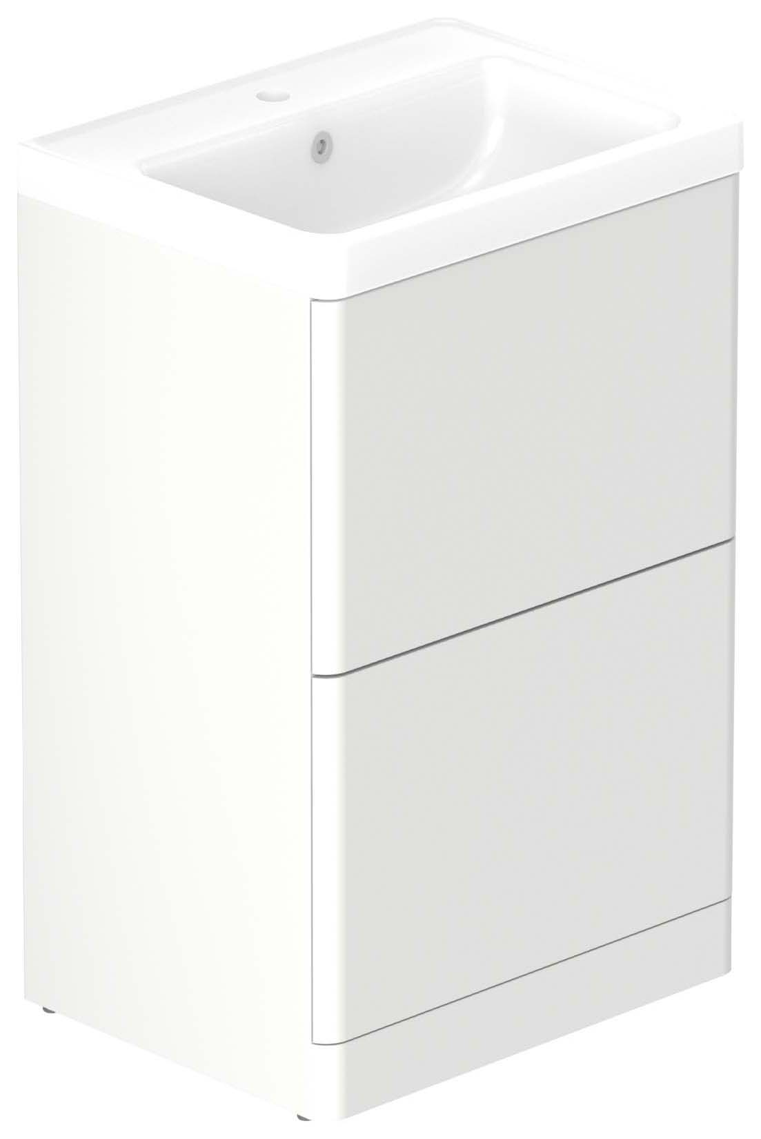 Nexa By VADO Veva Dusk White Freestanding Vanity Unit & Ceramic Basin - 500mm