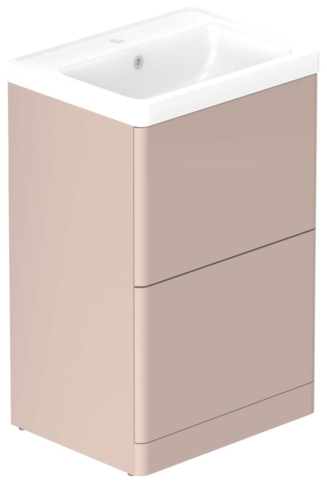 Nexa By VADO Veva Sunset Pink Freestanding Vanity Unit & Ceramic Basin - 500mm