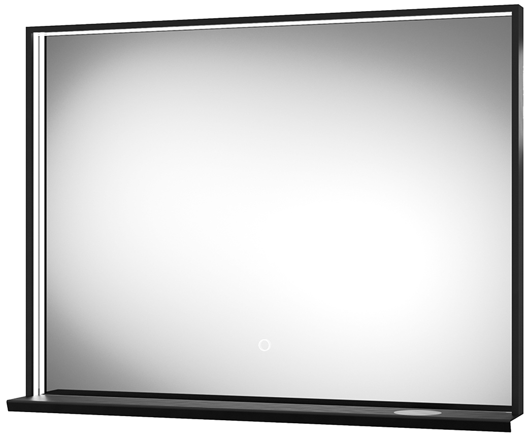 Sensio Hobart Colour Changing Matt Black LED Mirror with QI Charger - 800 x 600mm