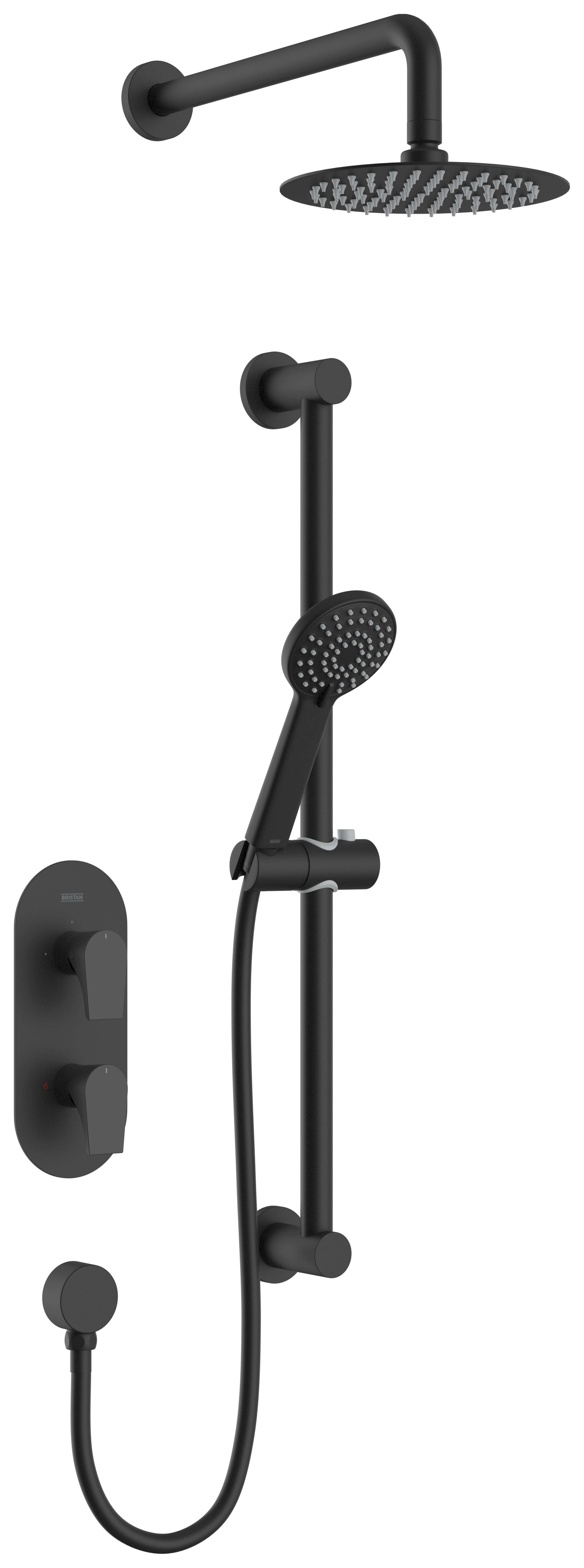 Bristan Hourglass Concealed Dual Outlet Round Mixer Shower Pack - Matt Black
