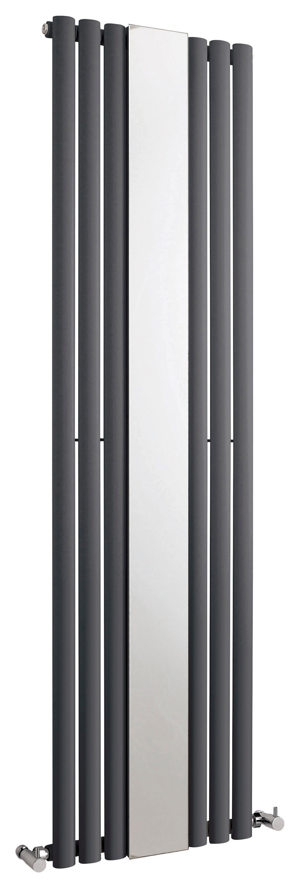Balterley Anthracite Grey Embrace Single Panel Vertical Designer Radiator with Mirror - 1800 x 499mm