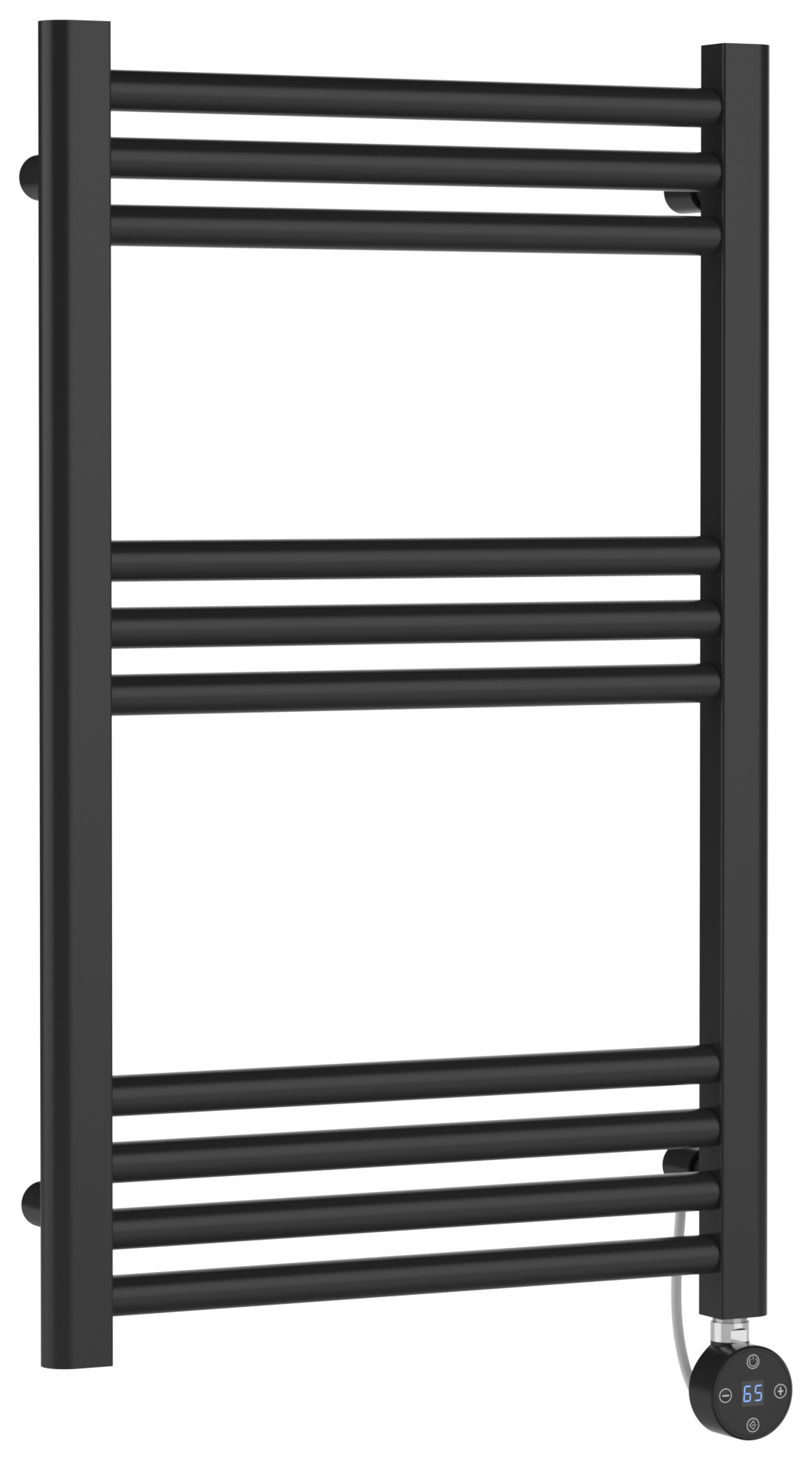 Balterley Anthracite Grey Electric Round Single Panel Vertical Straight Towel Radiator - 500mm