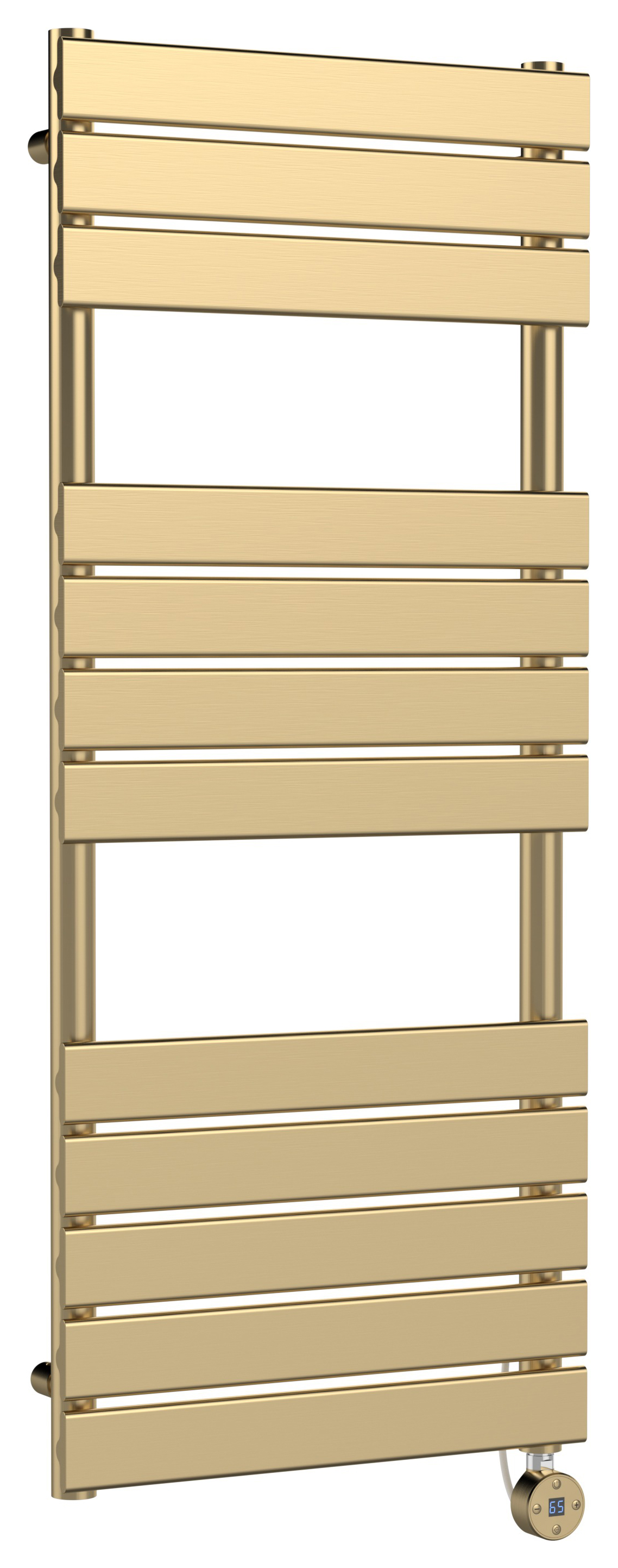Balterley Brushed Brass Electric Single Panel Vertical Flat Towel Radiator - 500mm