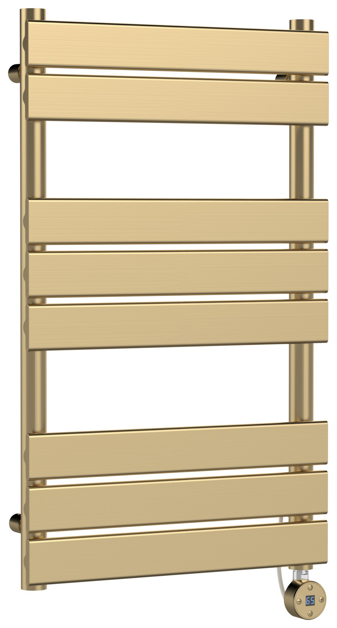 Balterley Brushed Brass Electric Single Panel Vertical Flat Towel Radiator - 500mm