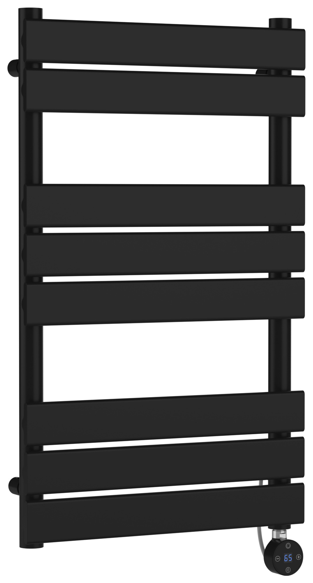 Balterley Matt Black Electric Square Single Panel Vertical Flat Towel Radiator - 500mm