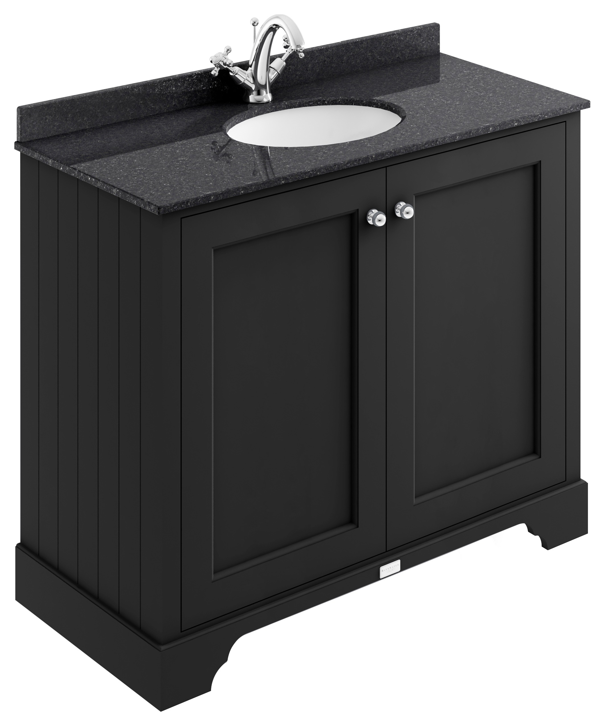 Bayswater Victrion Matt Black Traditional Freestanding Vanity Unit & Black Marble Top Basin - 1000mm