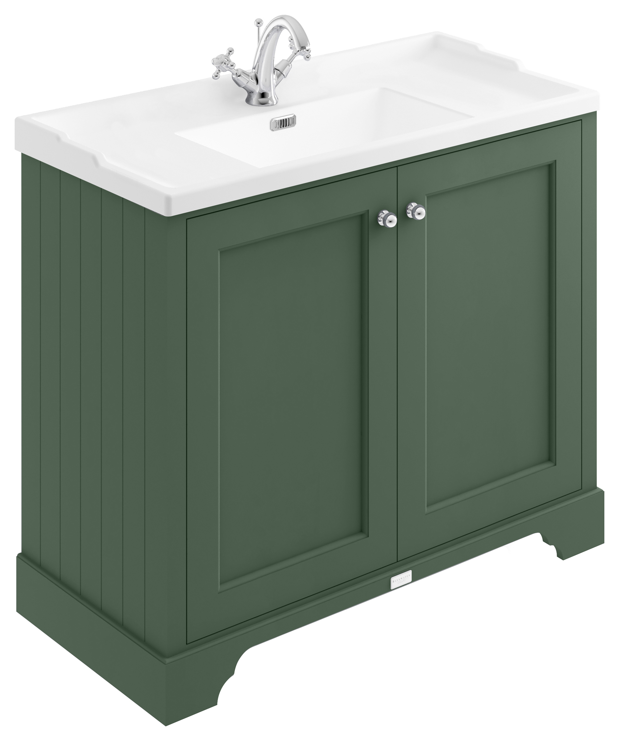 Bayswater Victrion Hunter Green Traditional Freestanding Vanity Unit & White Recessed Basin - 1000mm