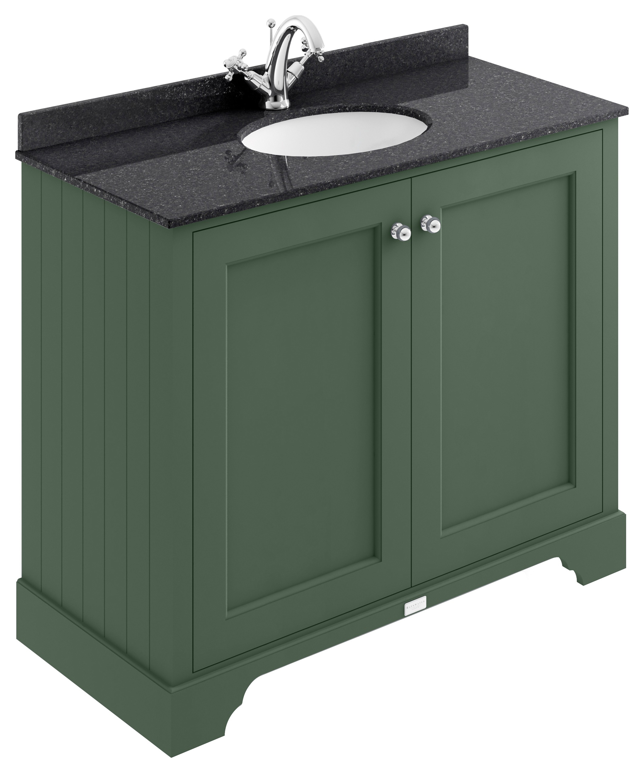 Bayswater Victrion Hunter Green Traditional Freestanding Vanity Unit & Black Marble Top Basin - 1000mm