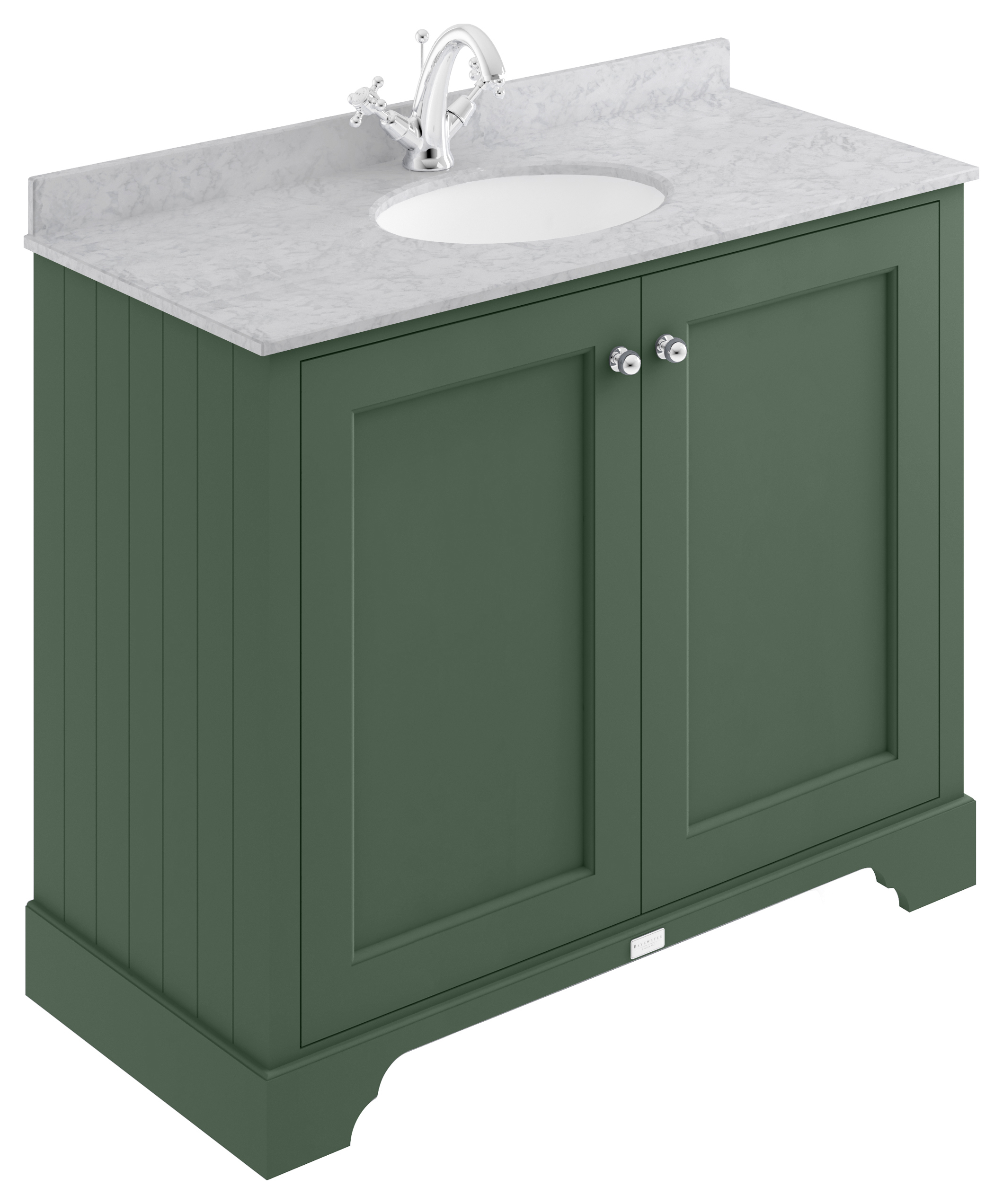 Bayswater Victrion Hunter Green Traditional Freestanding Vanity Unit & Grey Marble Top Basin - 1000mm
