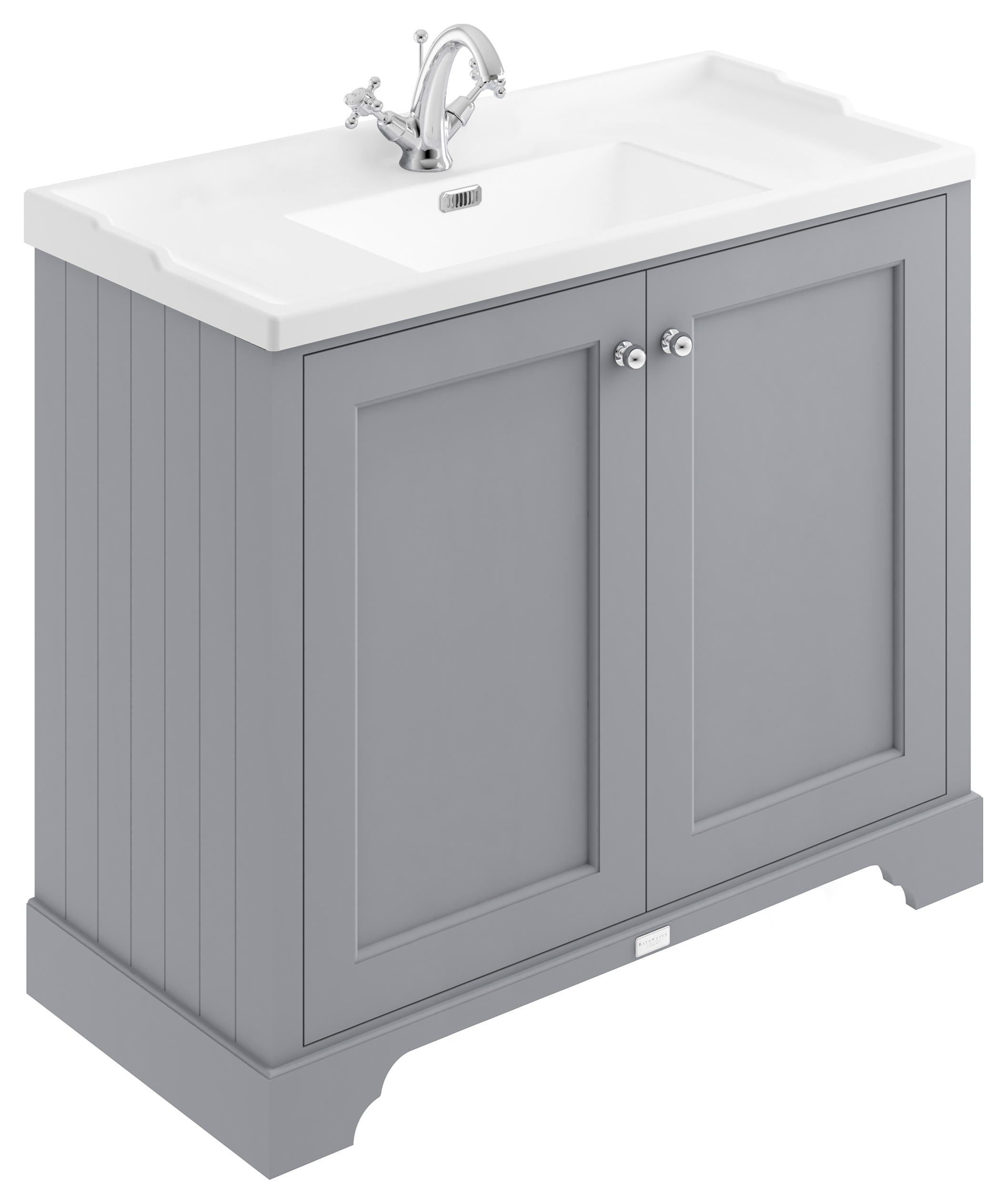 Bayswater Victrion Plummett Grey Traditional Freestanding Vanity Unit & White Recessed Basin - 1000mm