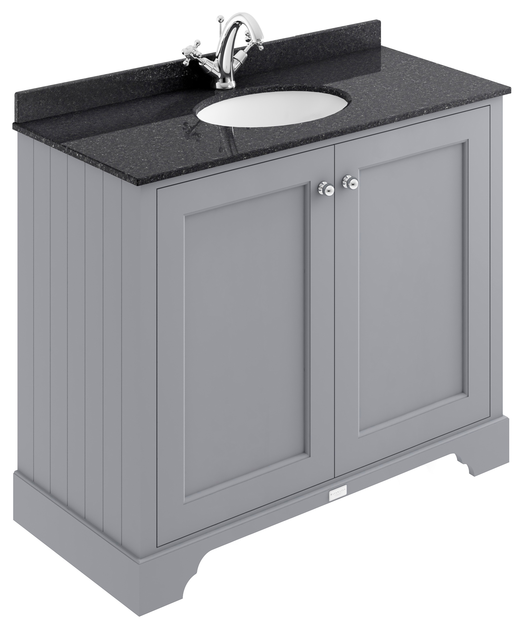 Bayswater Victrion Plummett Grey Traditional Freestanding Vanity Unit & Black Marble Top Basin - 1000mm