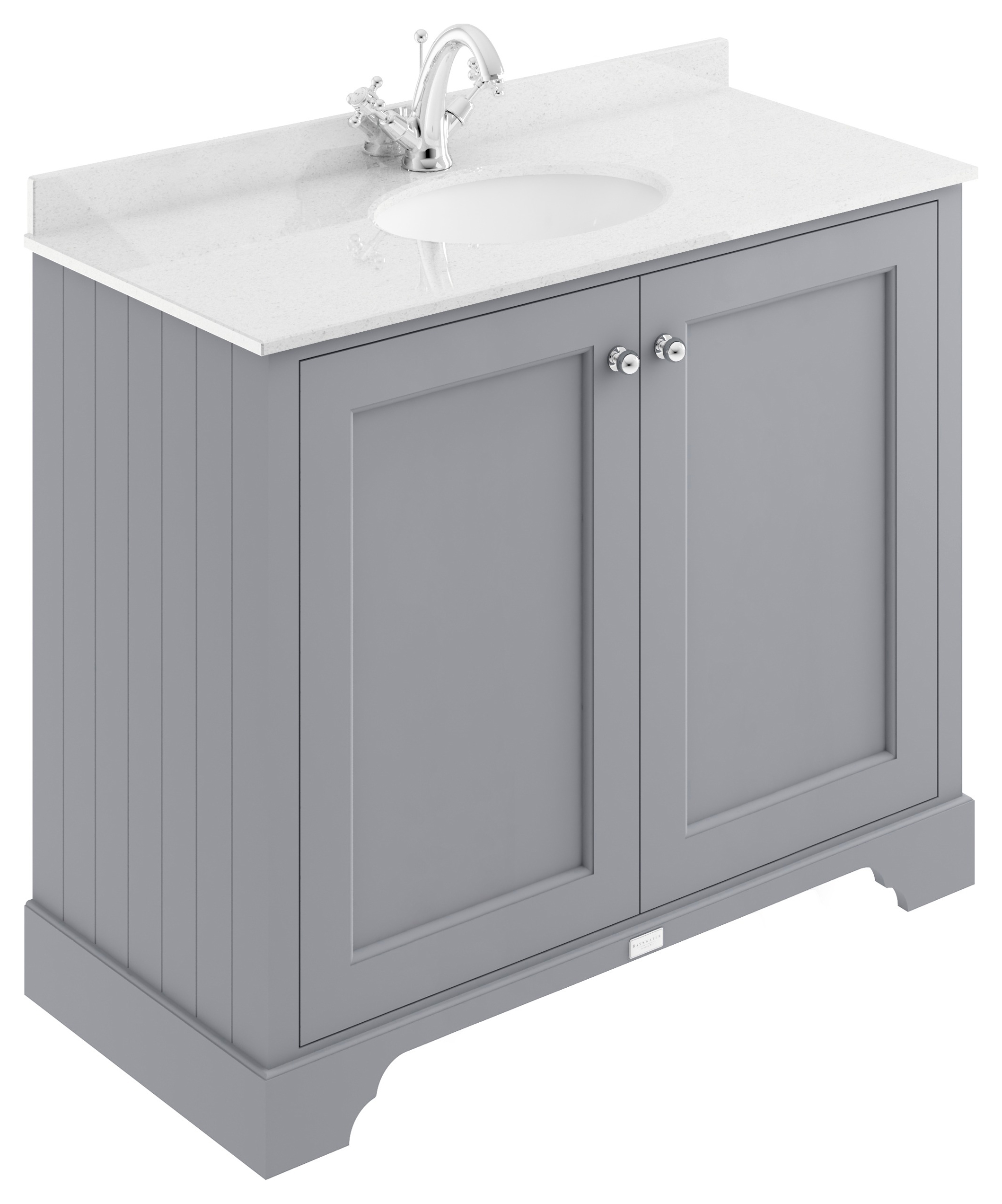 Bayswater Victrion Plummett Grey Traditional Freestanding Vanity Unit & White Marble Top Basin - 1000mm