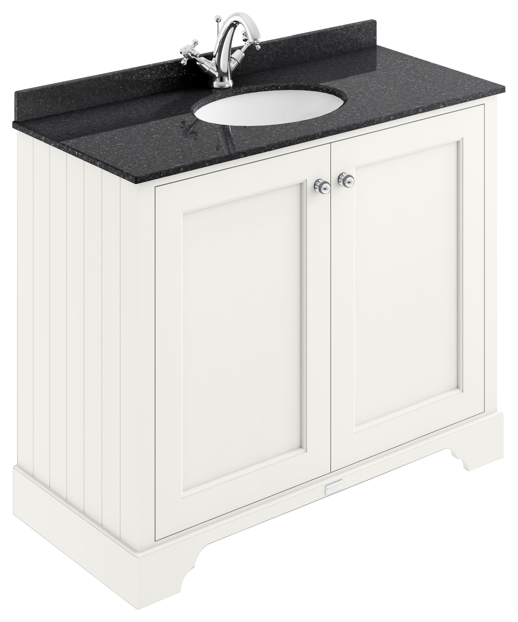 Bayswater Victrion Pointing White Traditional Freestanding Vanity Unit & Black Marble Top Basin - 1000mm