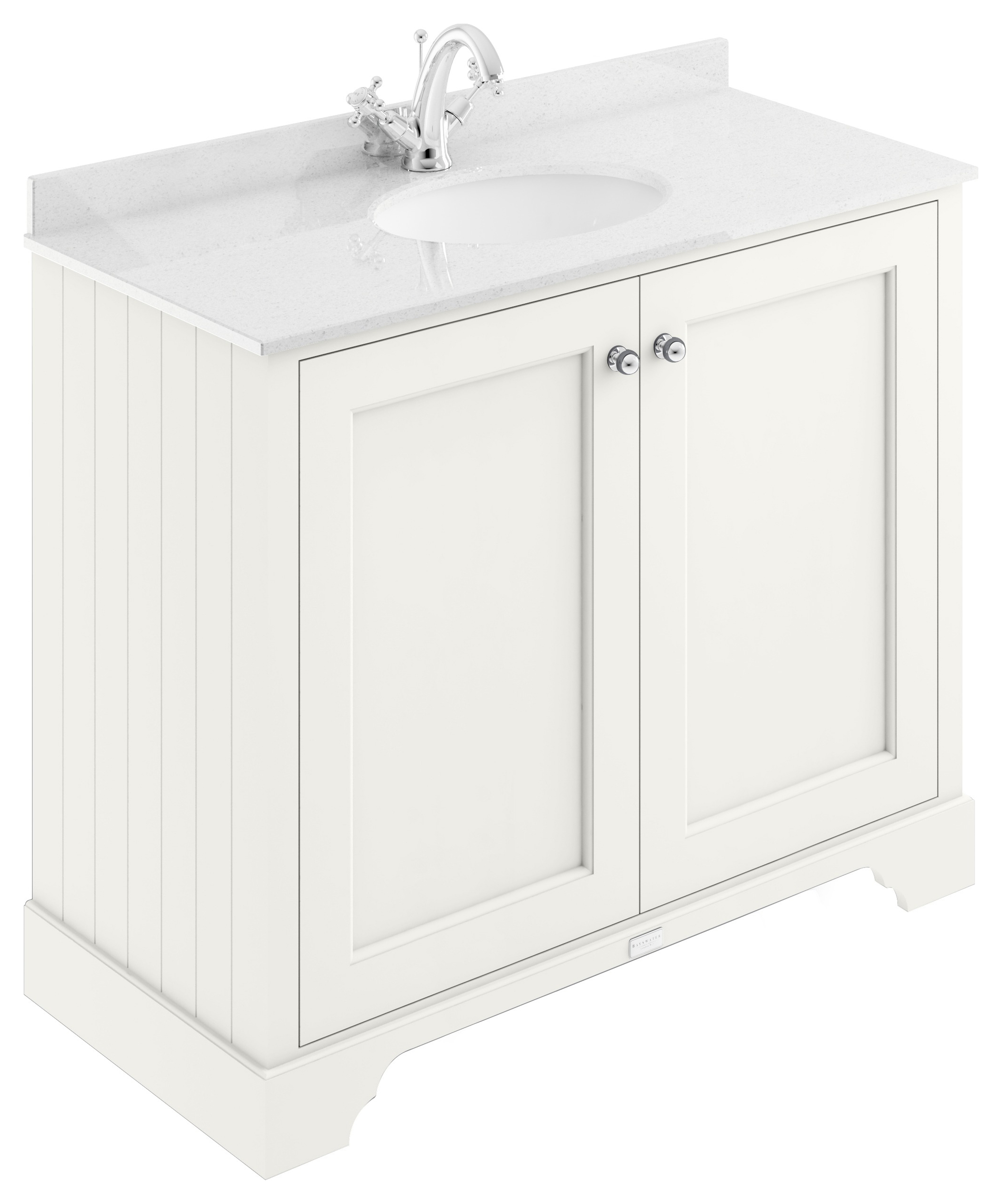 Bayswater Victrion Pointing White Traditional Freestanding Vanity Unit & White Marble Top Basin - 1000mm